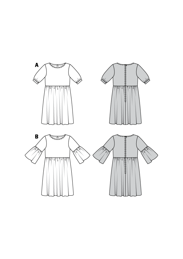 Burda B6401 Women's Swing Dress with Sleeve Variations