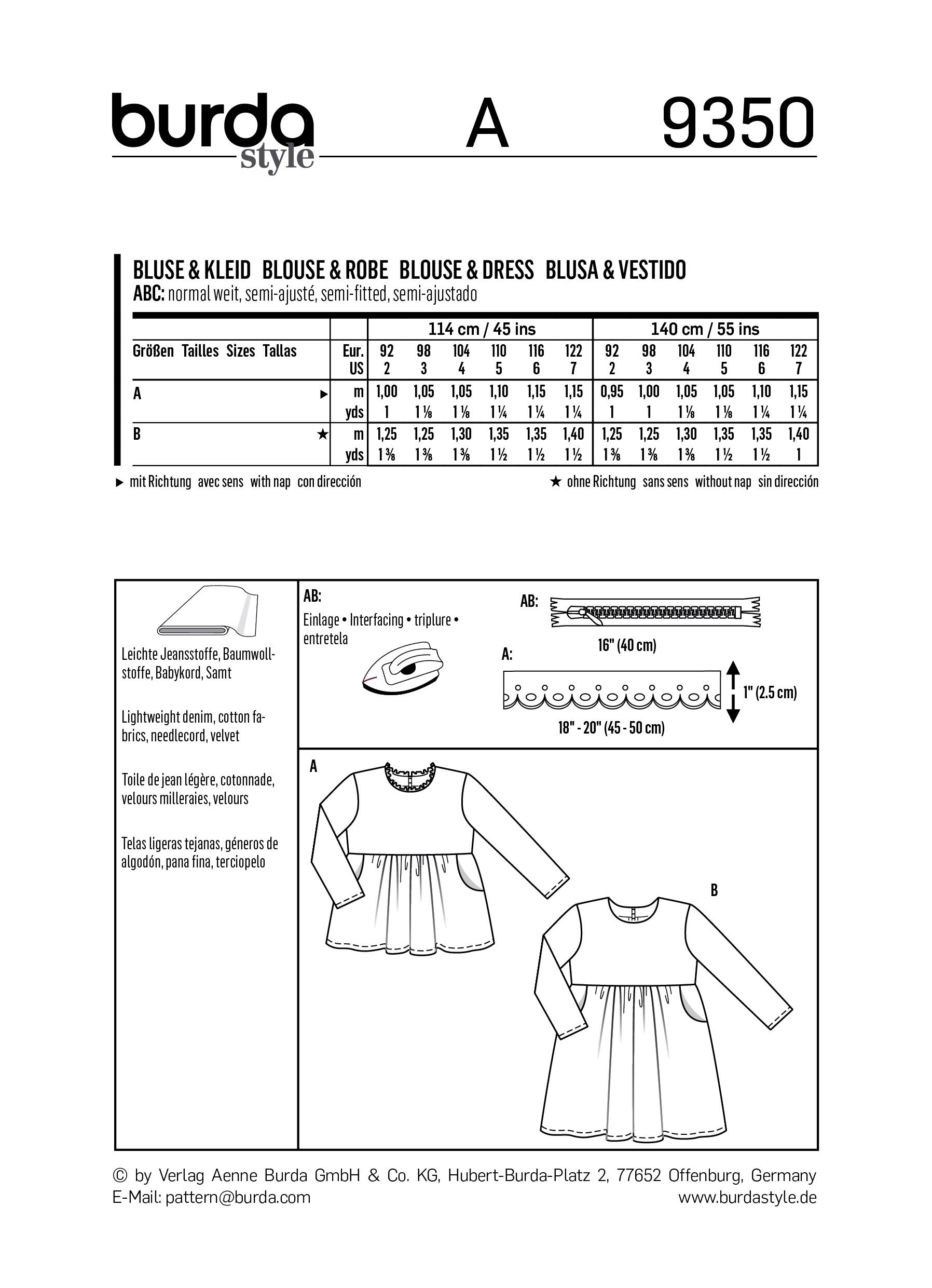 Burda B9350 Child's Dresses