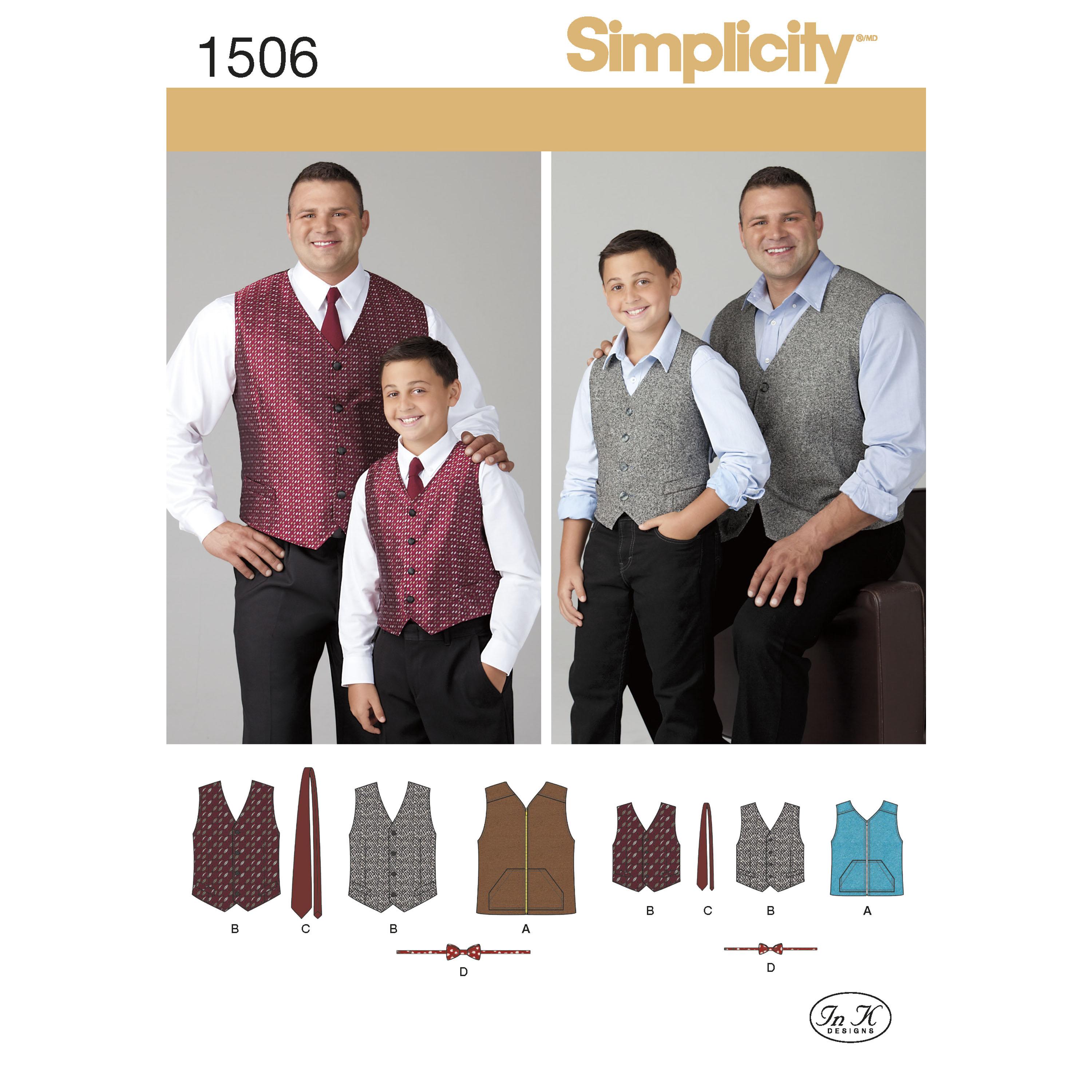 Simplicity S1506 Husky Boys' and Big and Tall Men's Vests