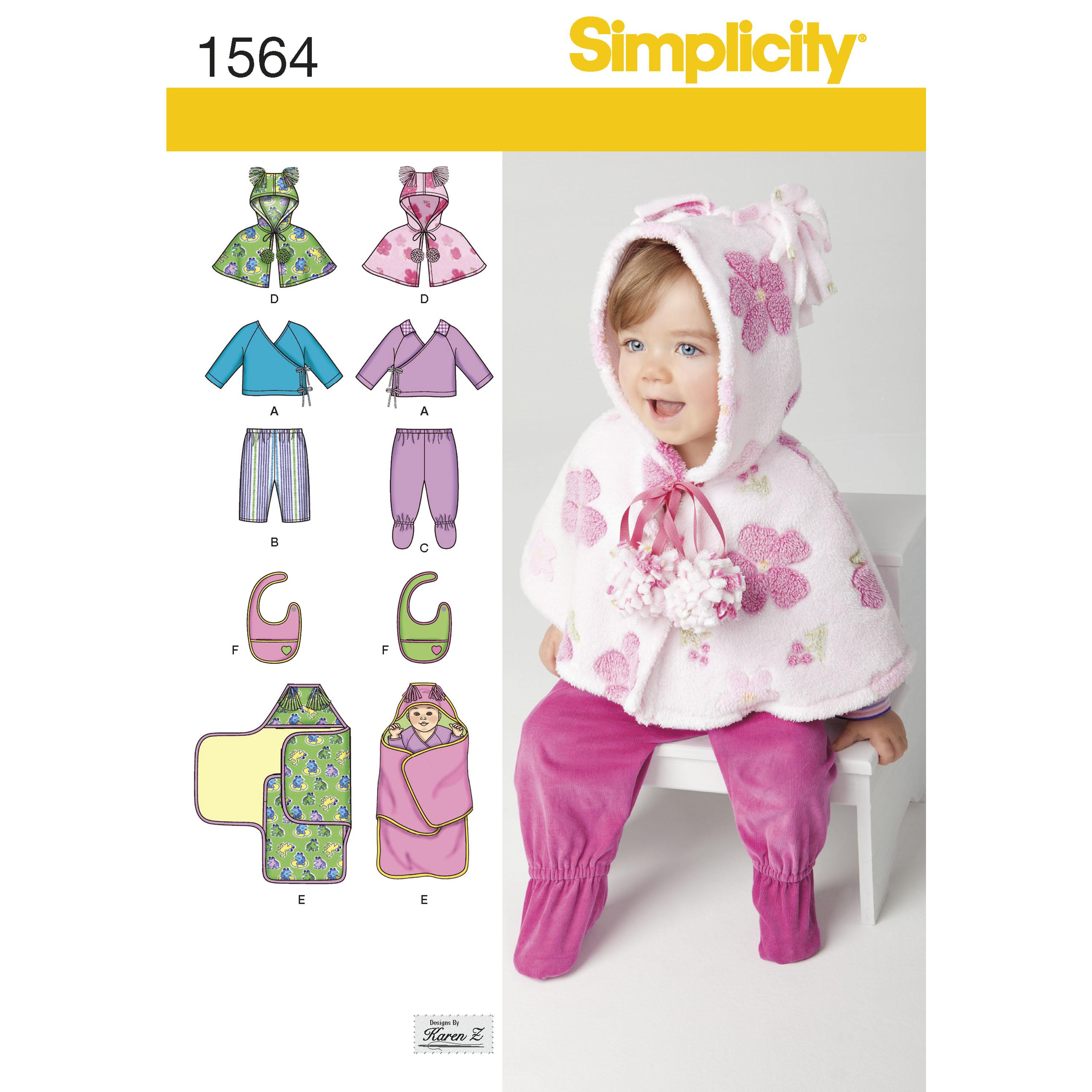 Simplicity S1564 Babies' Top, Trousers, Bib, and Blanket Wrap