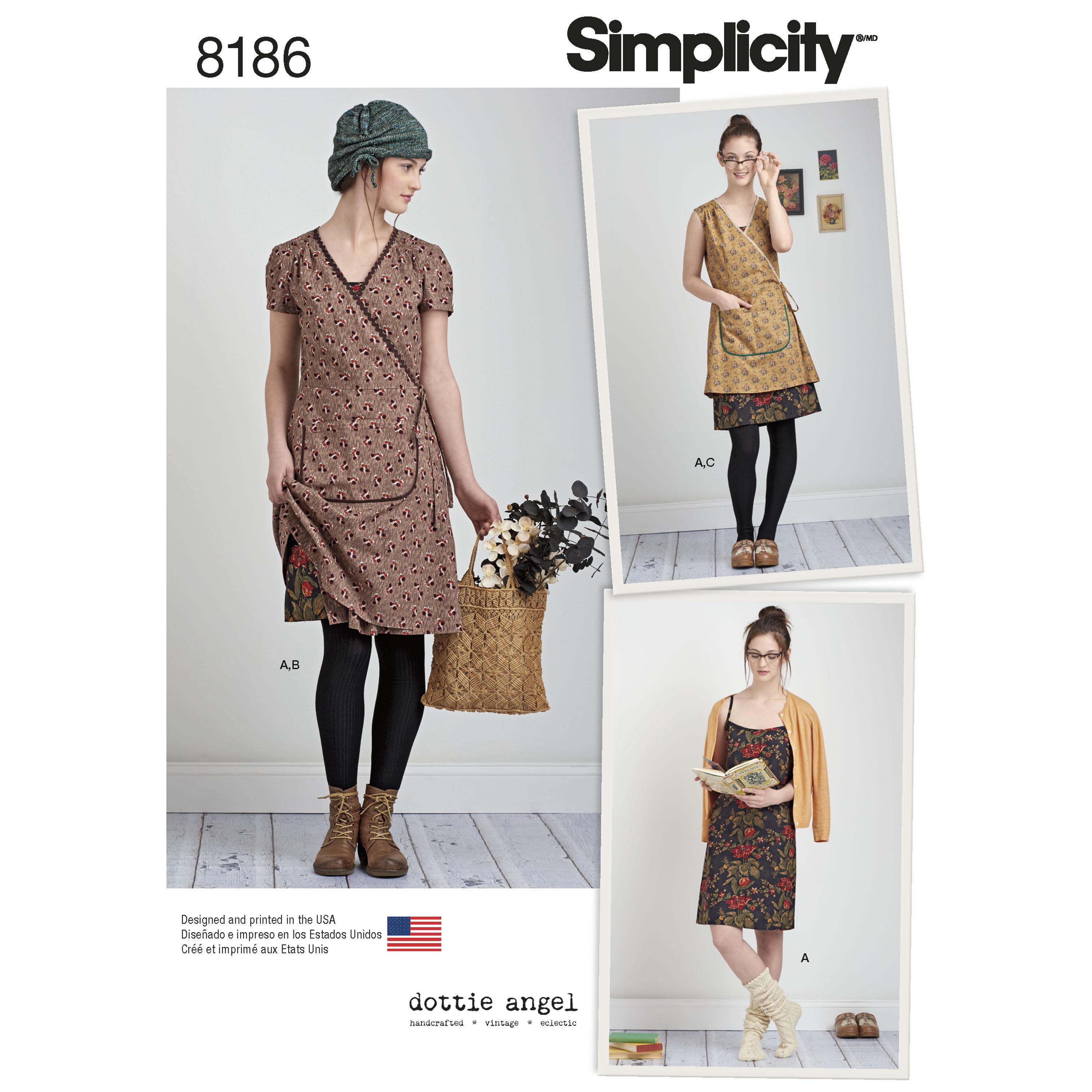 Simplicity S8186 Women's Dottie Angel Frock: Wrap & Slip Dress