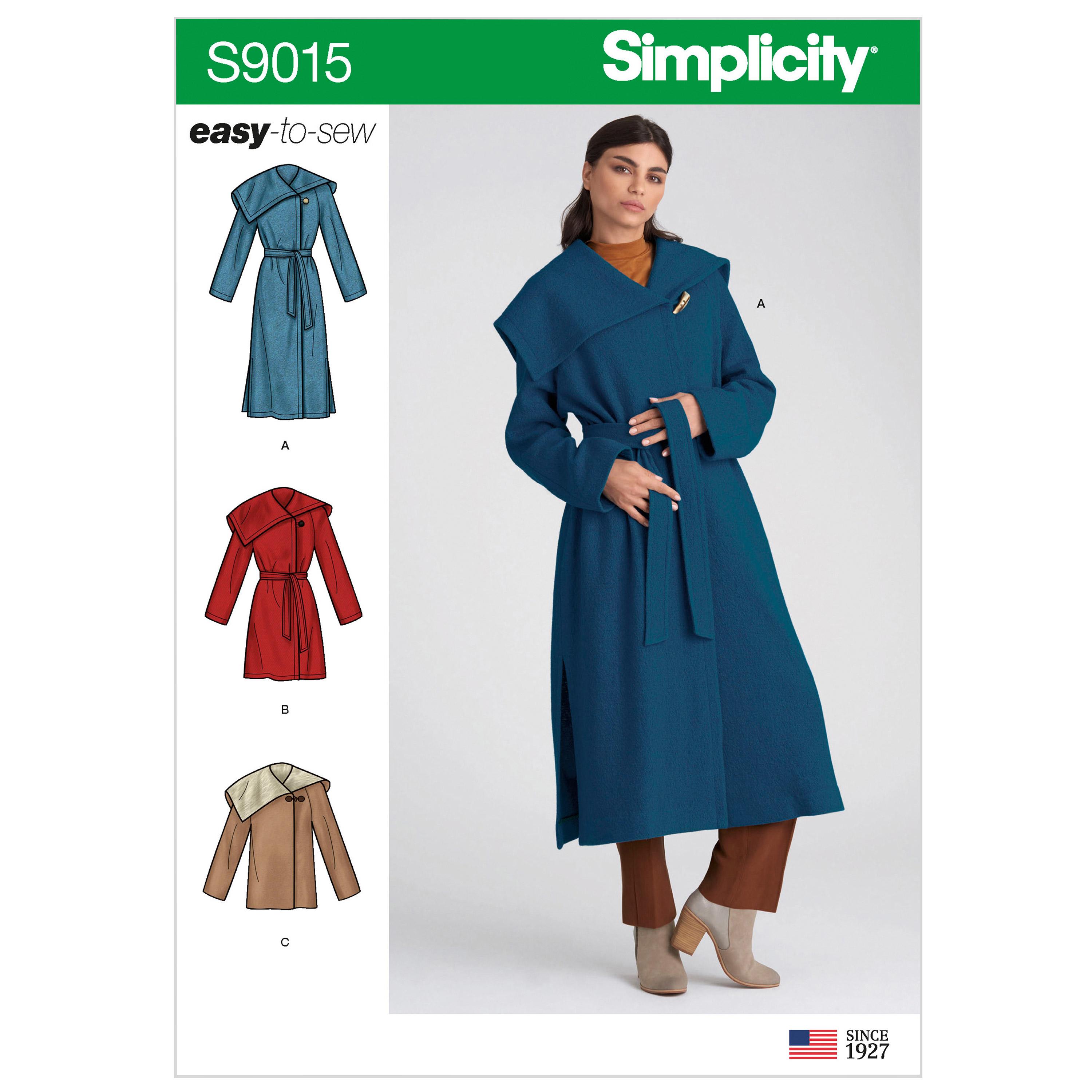 Simplicity S9015 Misses' & Misses' Petite Coat with Belt