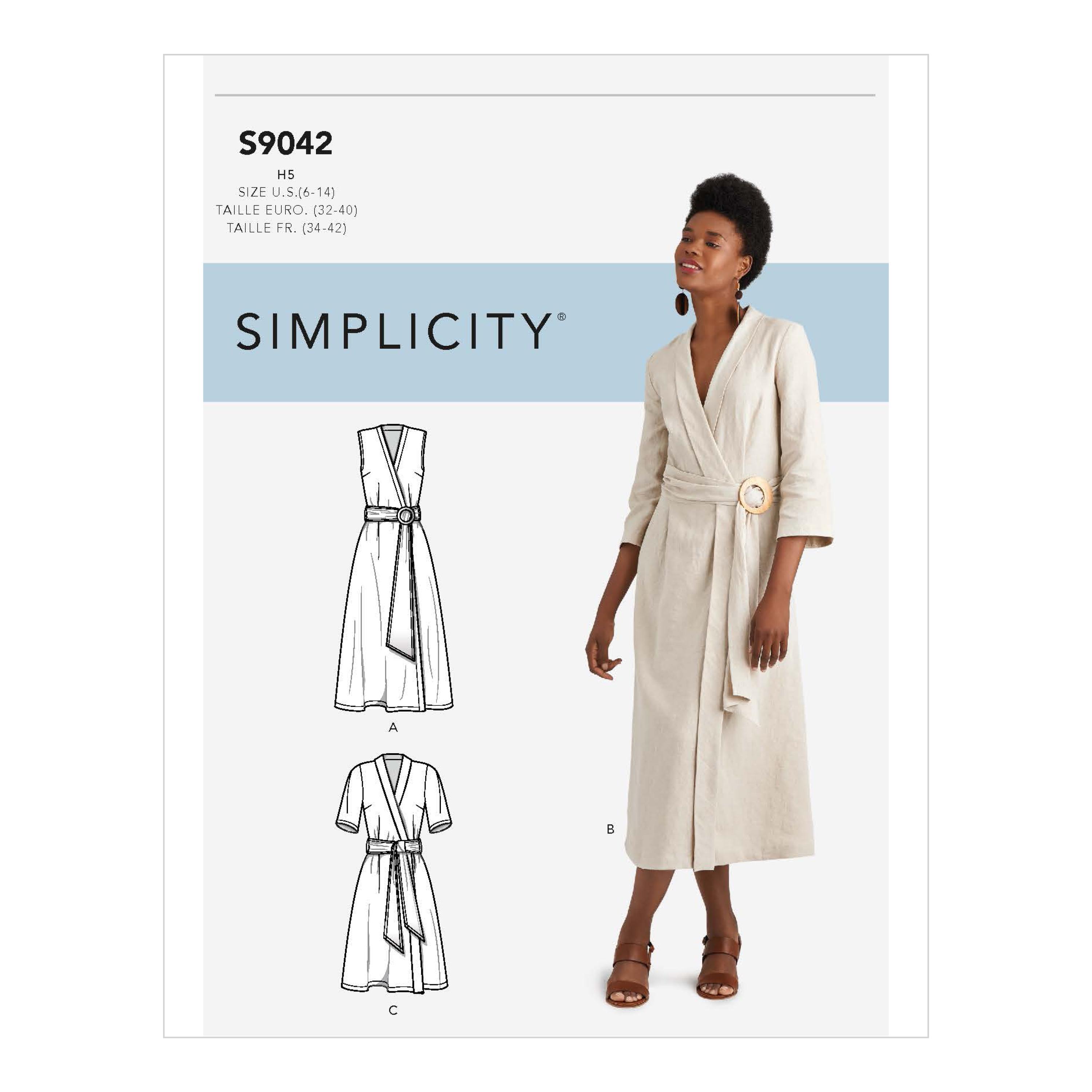 Simplicity S9042 Misses' Wrap Dresses With Waist Tie
