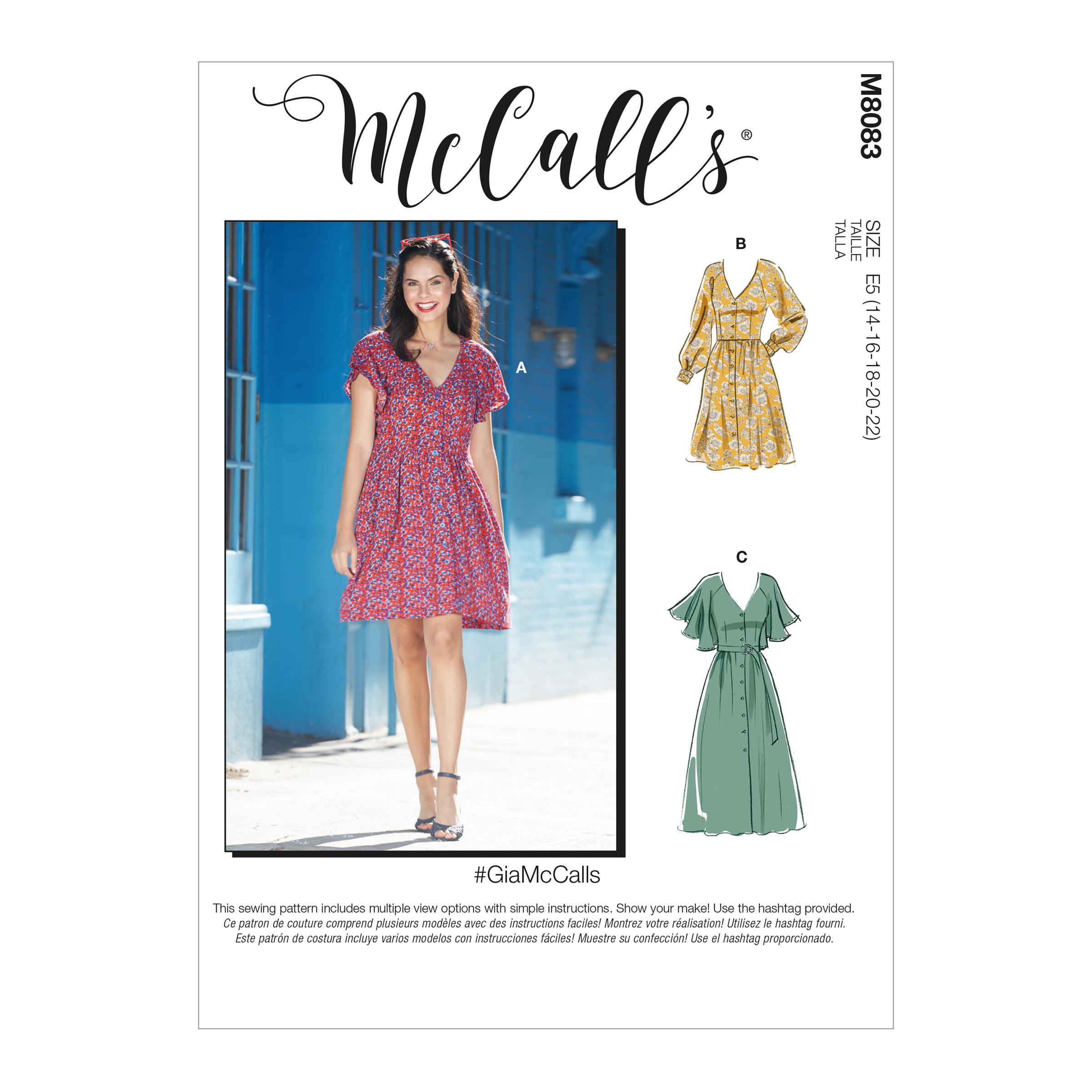 McCalls M8083 #GiaMcCalls - Misses' Dresses & Belt