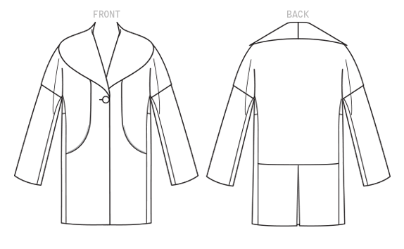 Butterick B6423 Misses' Drop-Shoulder, Shawl Collar Coat with In-Seam Pockets