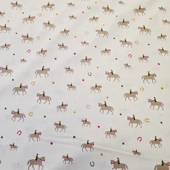 Horses on a cream back ground Cotton Lawn