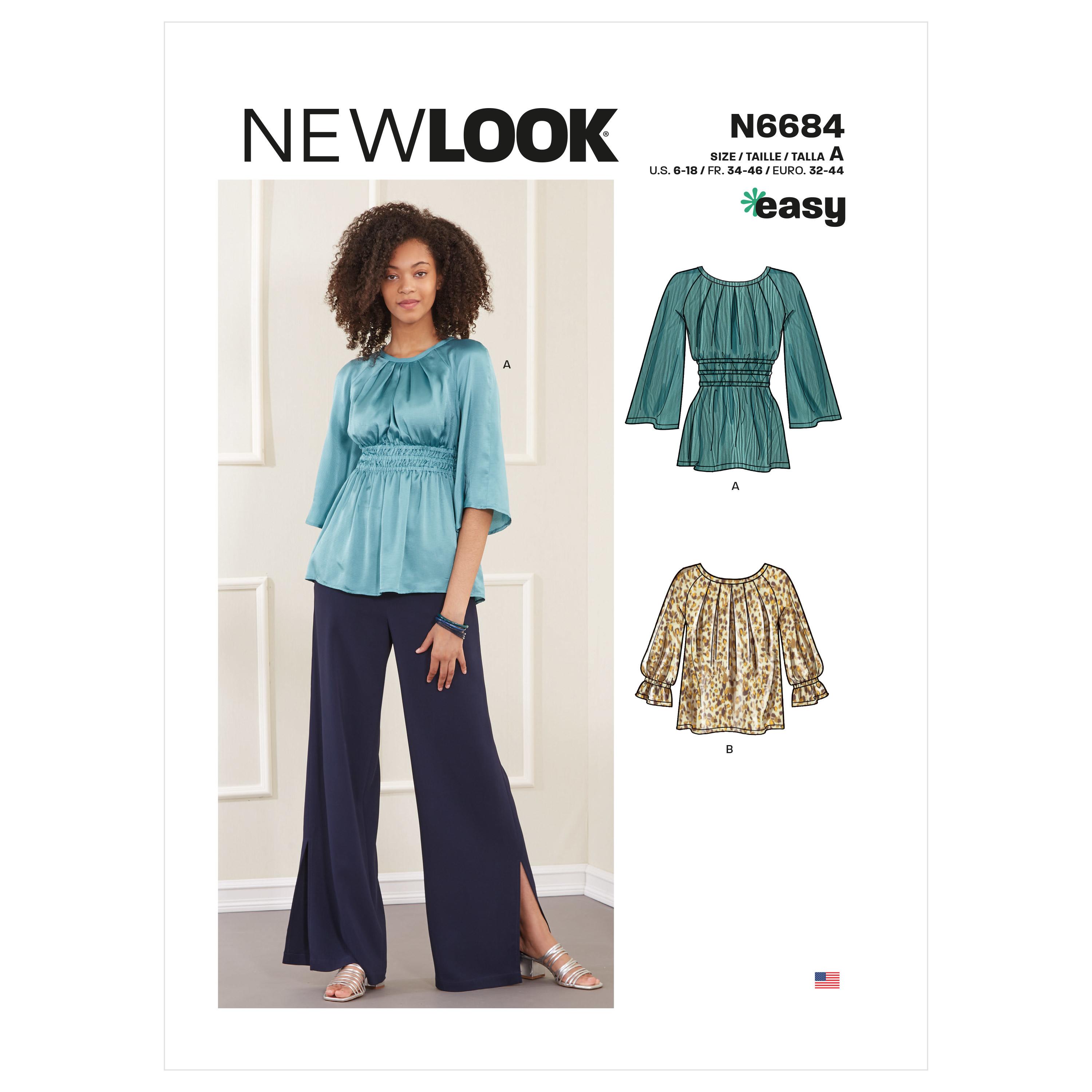 New Look Sewing Pattern N6684 Misses' Tops In Two Lengths
