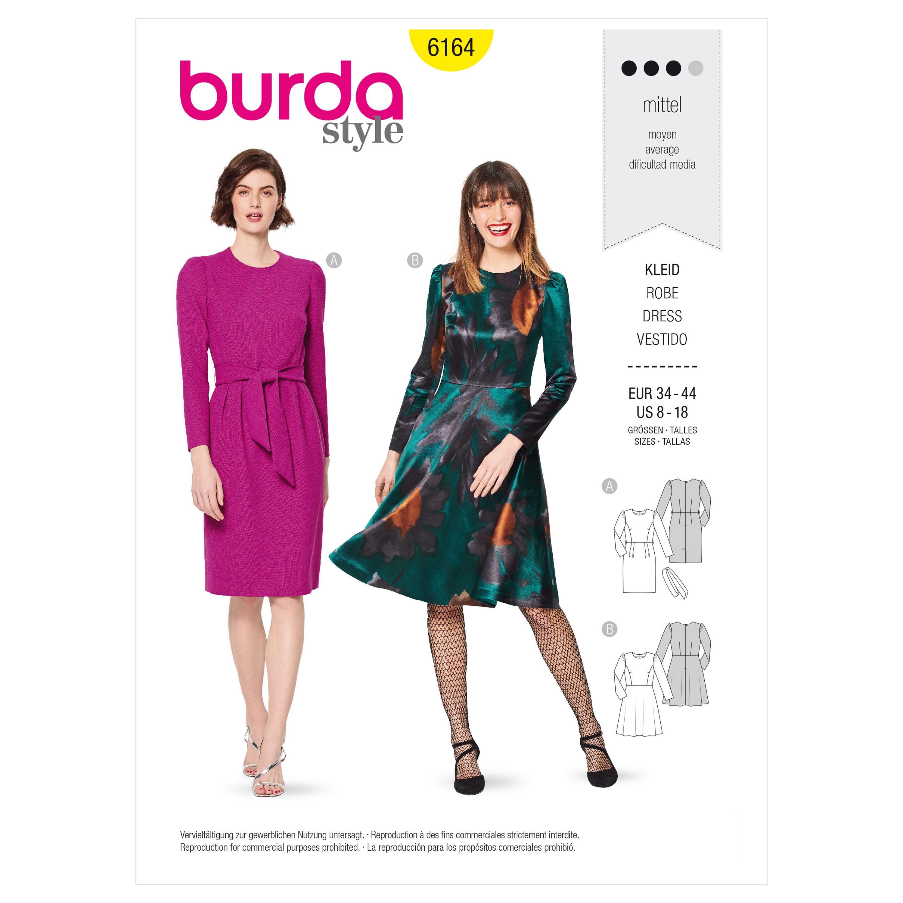Burda Style Pattern 6164 Misses' Dress ? Narrow skirt with a vent or flared skirt