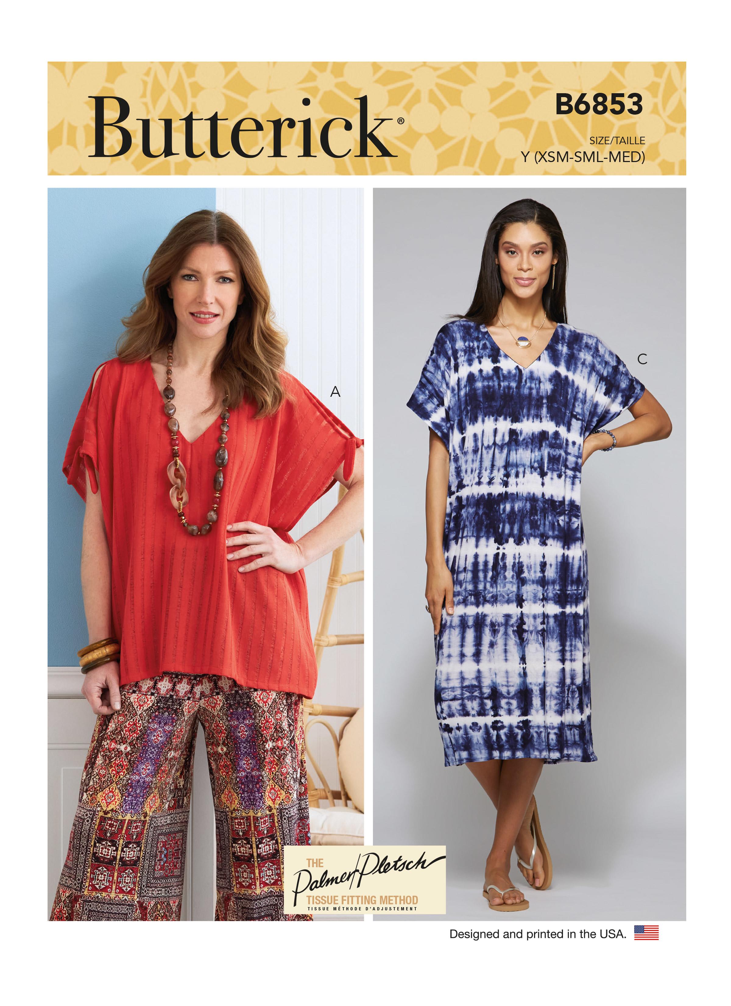 Butterick B6853 Misses' V-Neck Pullover Tunic & Dresses