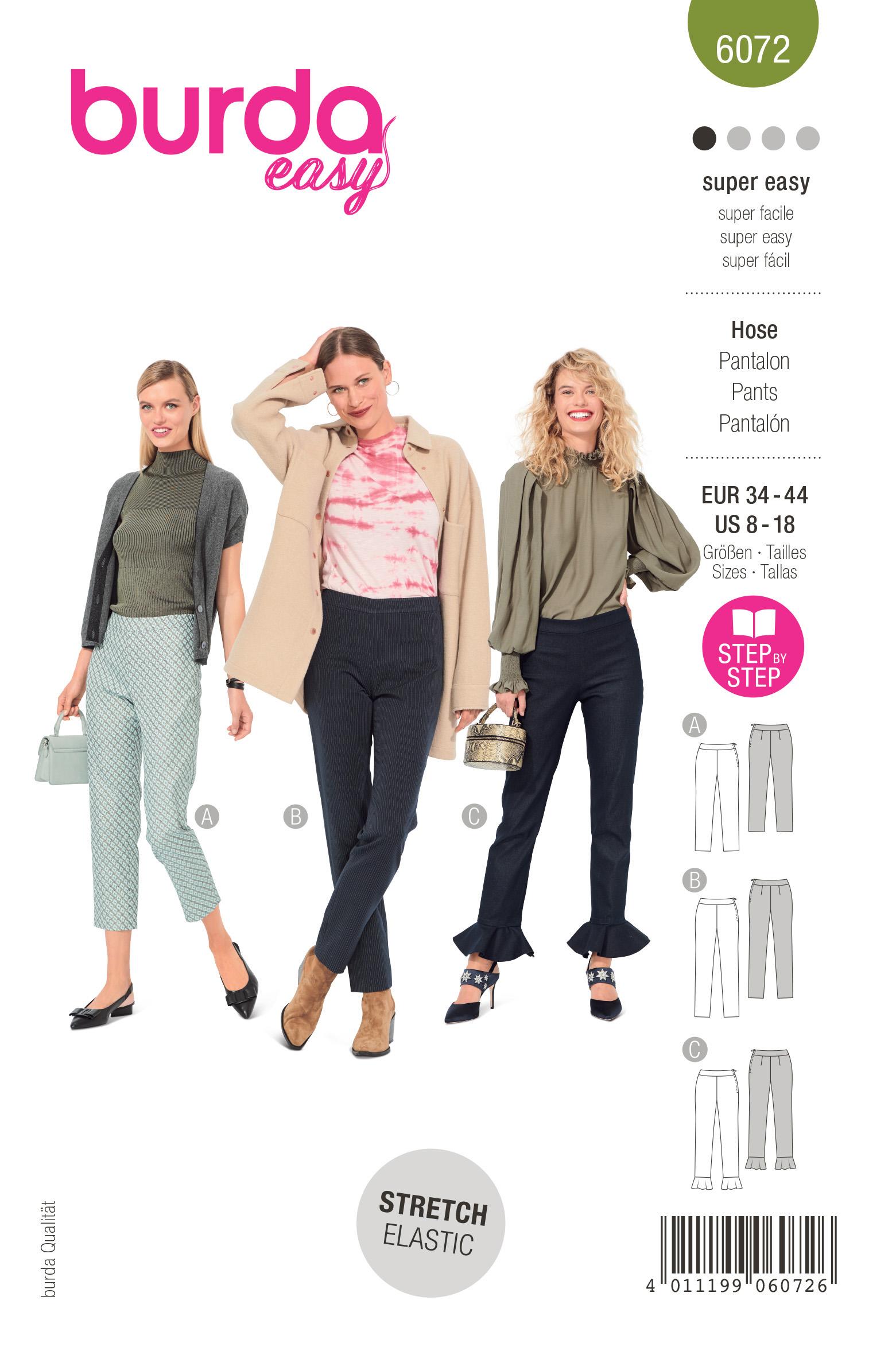 Burda Style Pattern 6072 Misses' Trousers and Pants in a Narrow Cut with Side Zipper