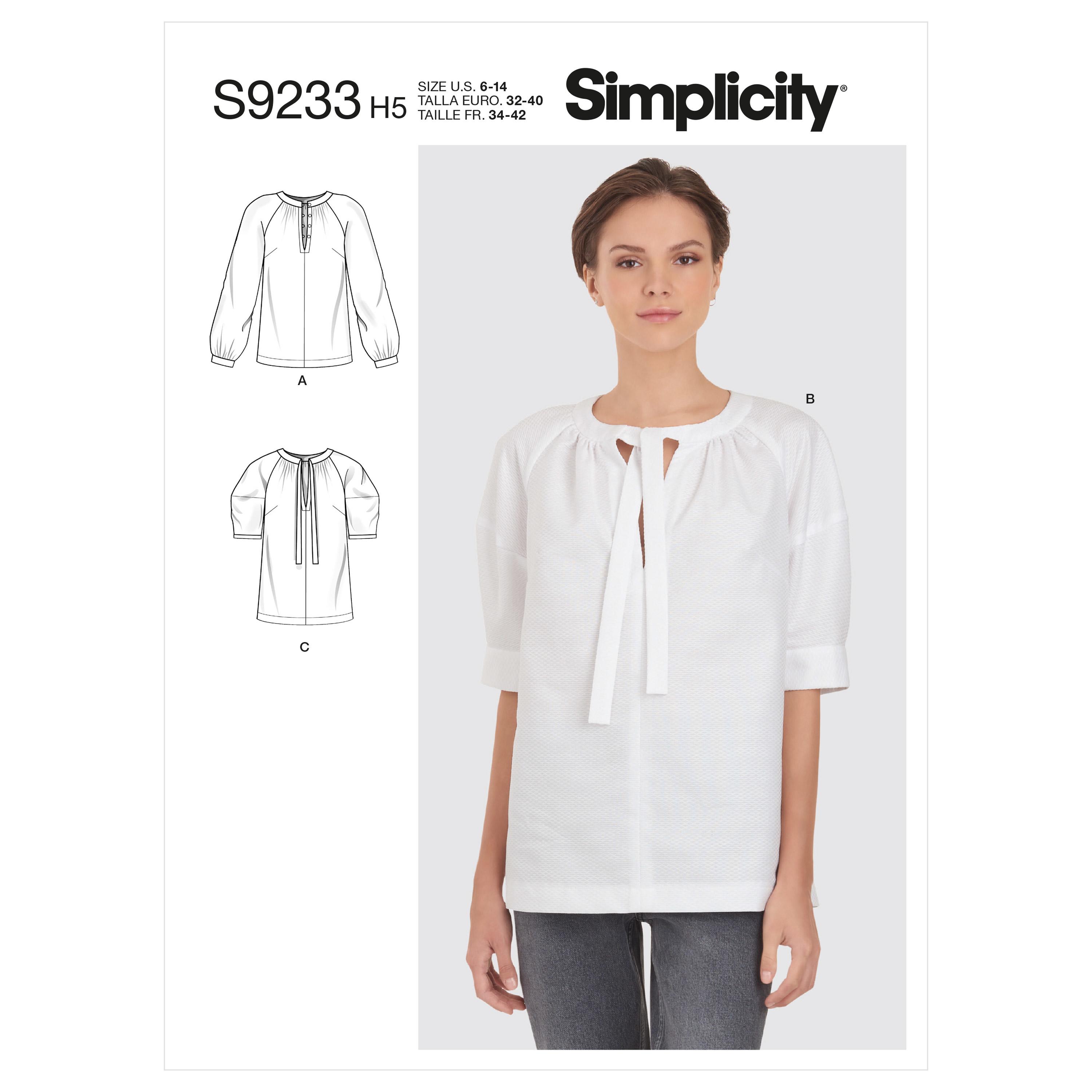 Simplicity Sewing Pattern S9233 Misses' Tops