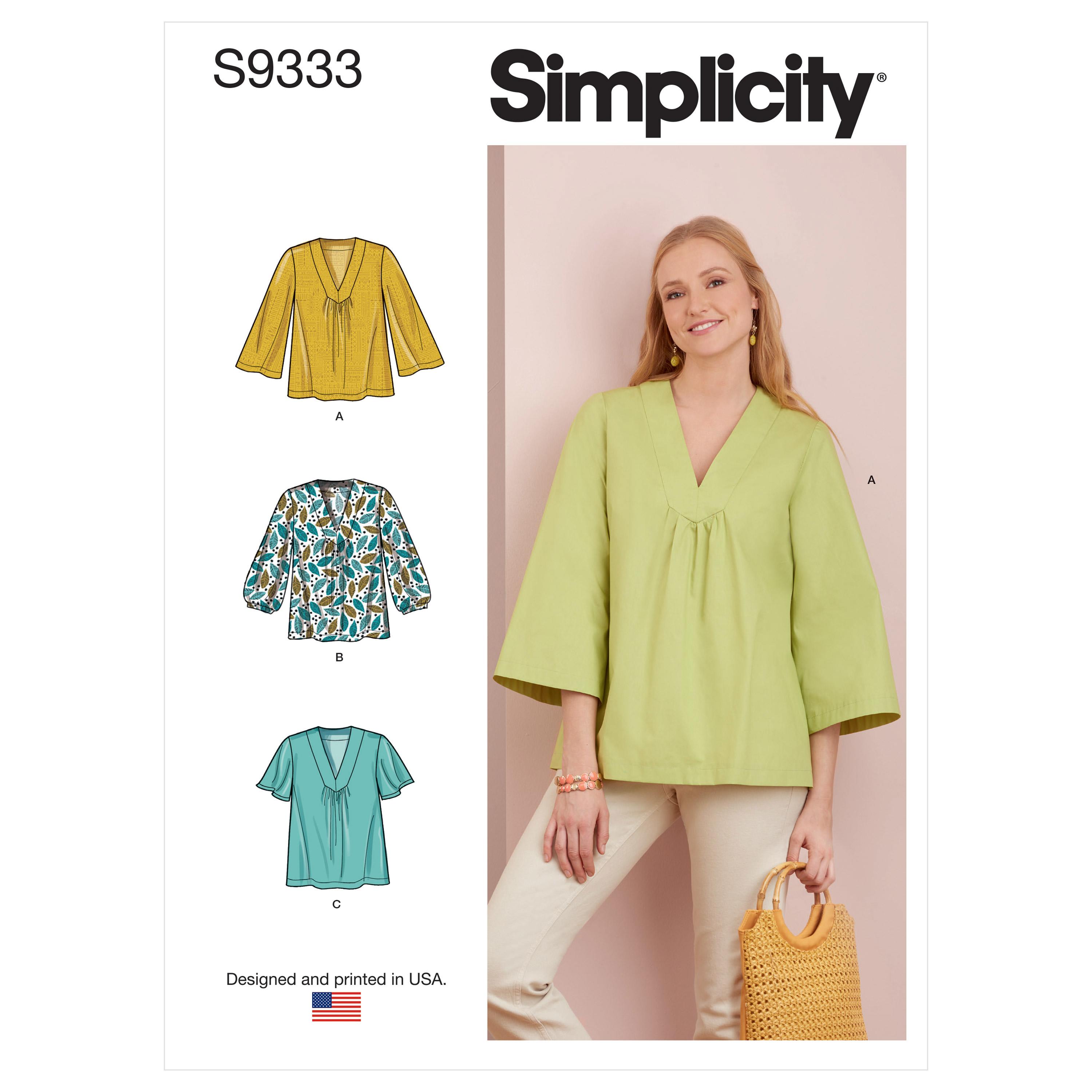Simplicity Sewing Pattern S9333 Misses' Top with Sleeve Variations
