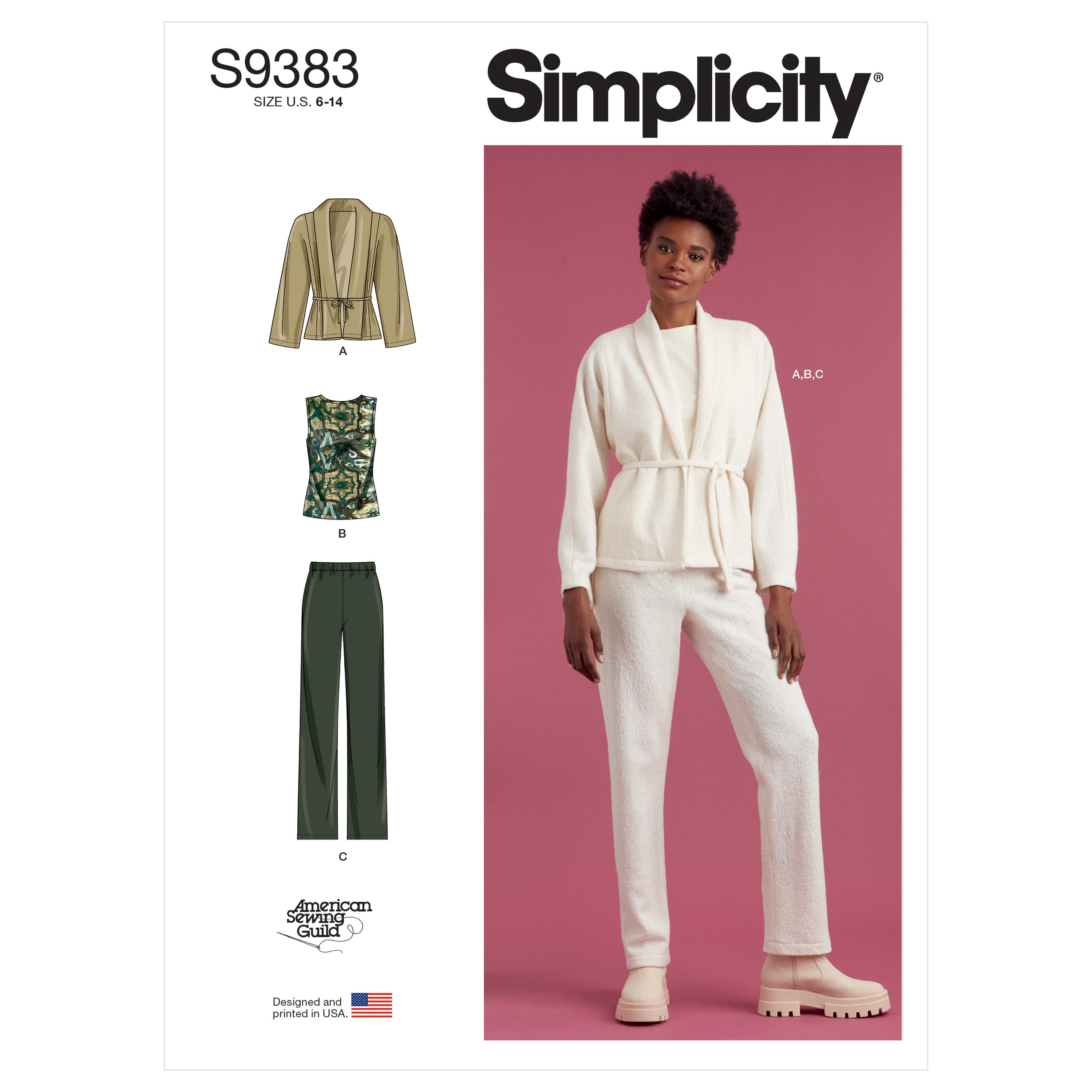 Simplicity Sewing Pattern S9383 Misses' Jacket, Knit Top and Pants