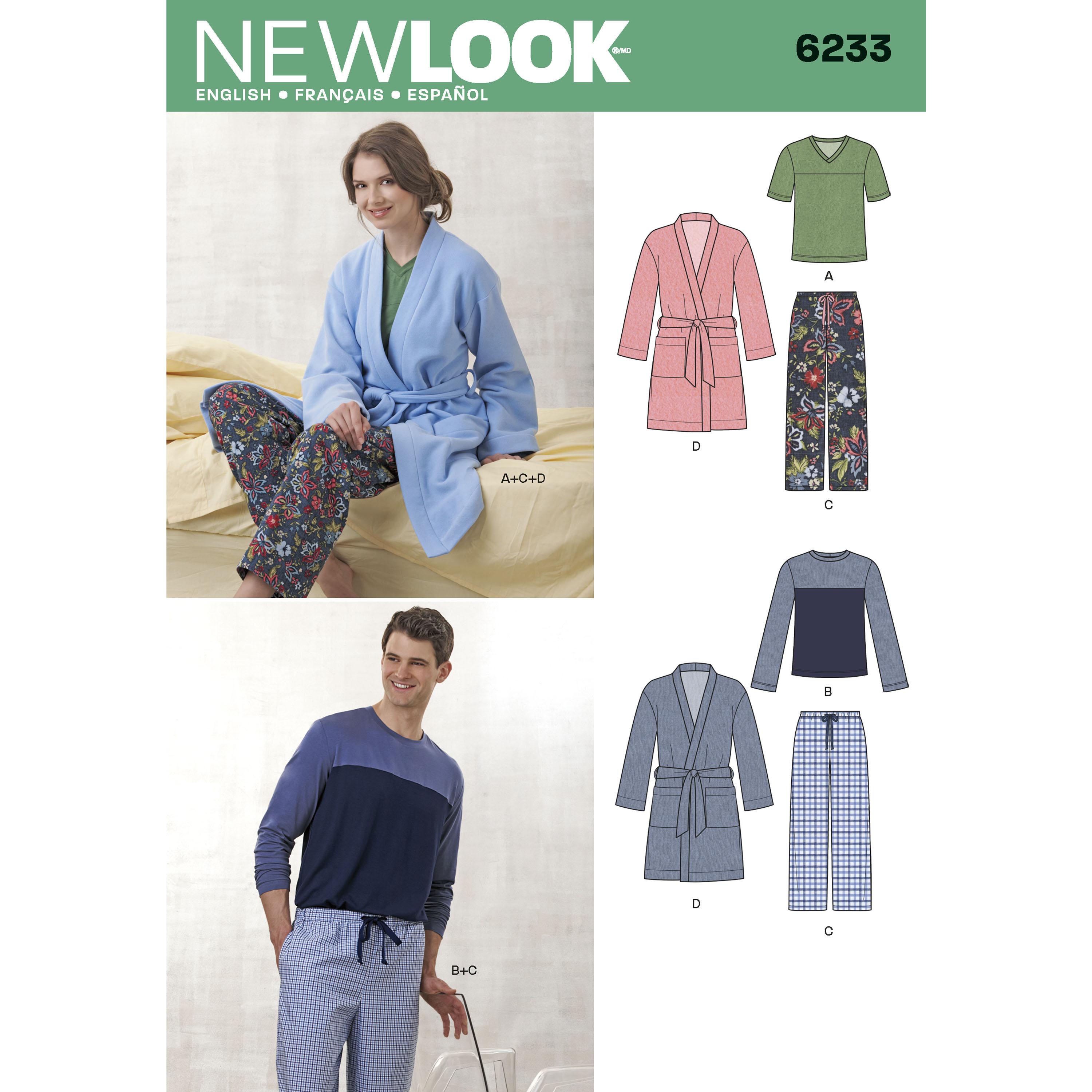 NewLook N6233 Unisex Pants, Robe and Knit Tops