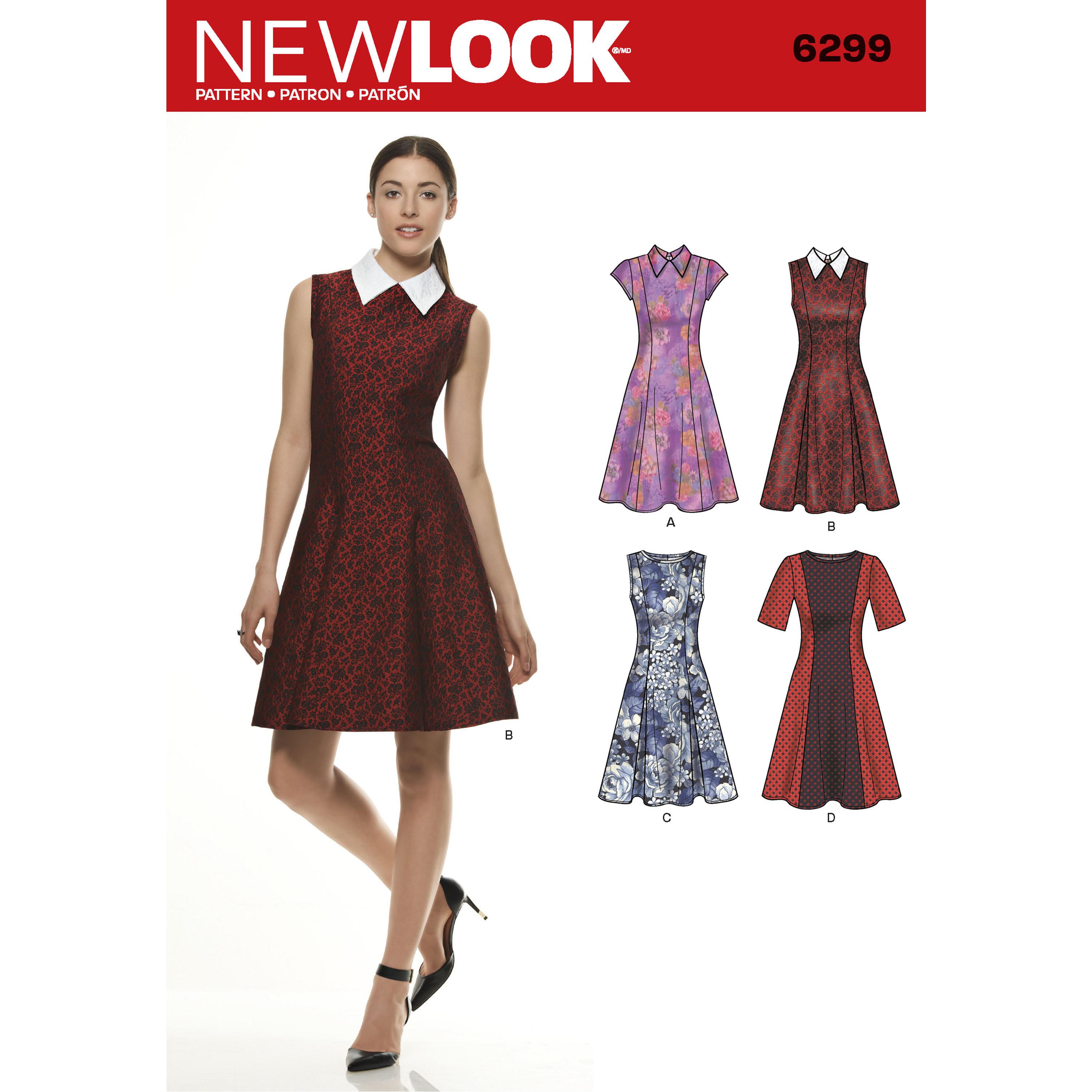 NewLook N6299 Misses' Dress with Neckline & Sleeve Variations