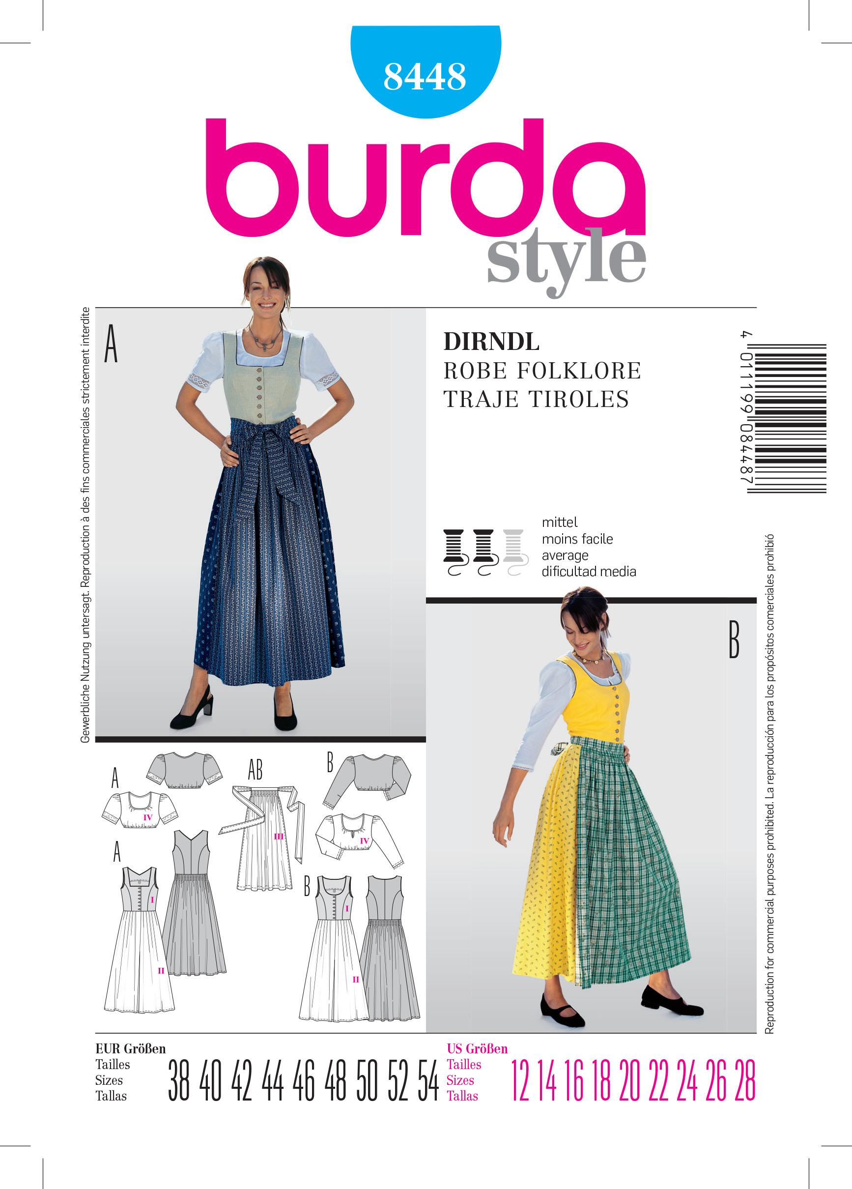 Burda B8448 Dirndl Dress Sewing Pattern