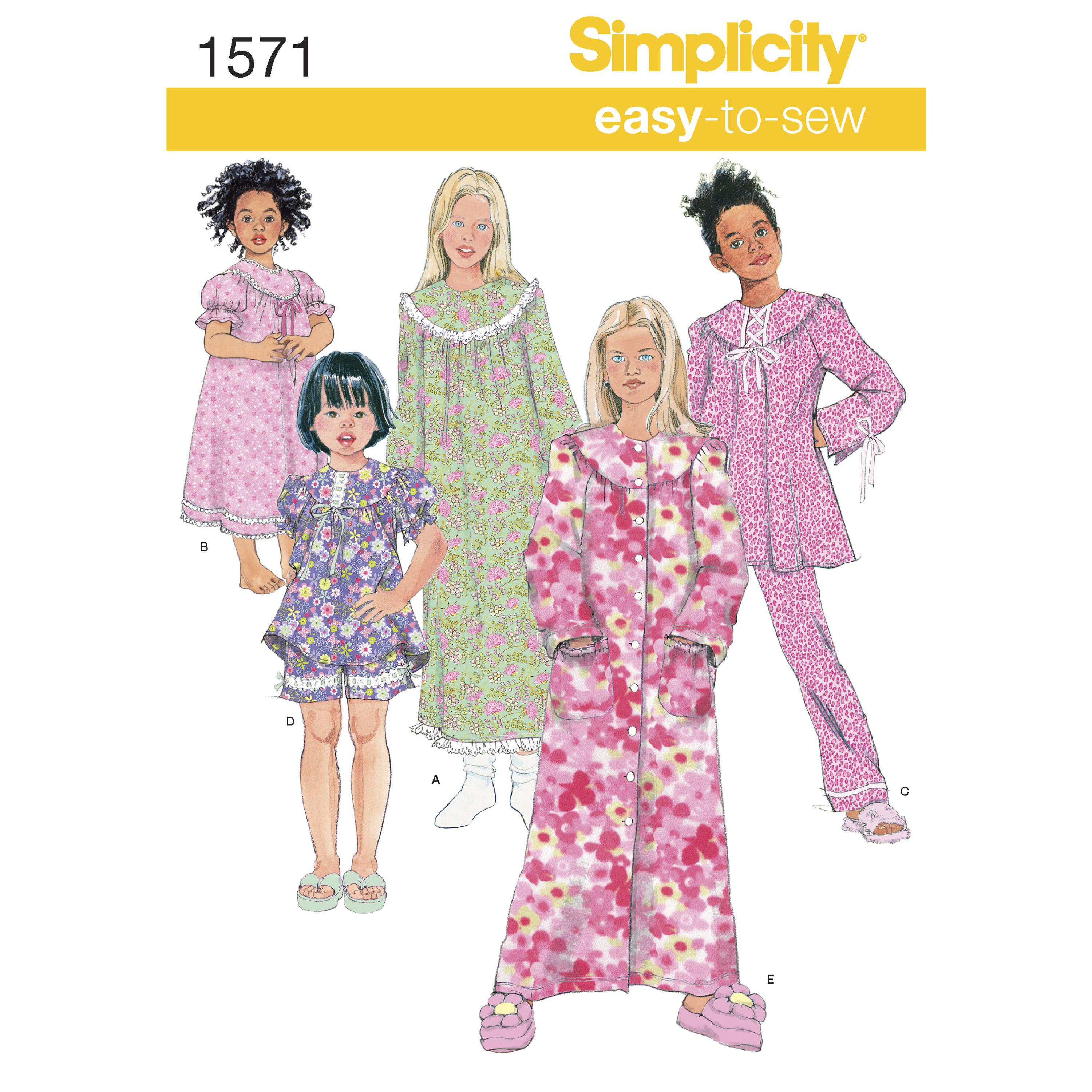 Simplicity S1571 Child's and Girl's Loungewear Separates