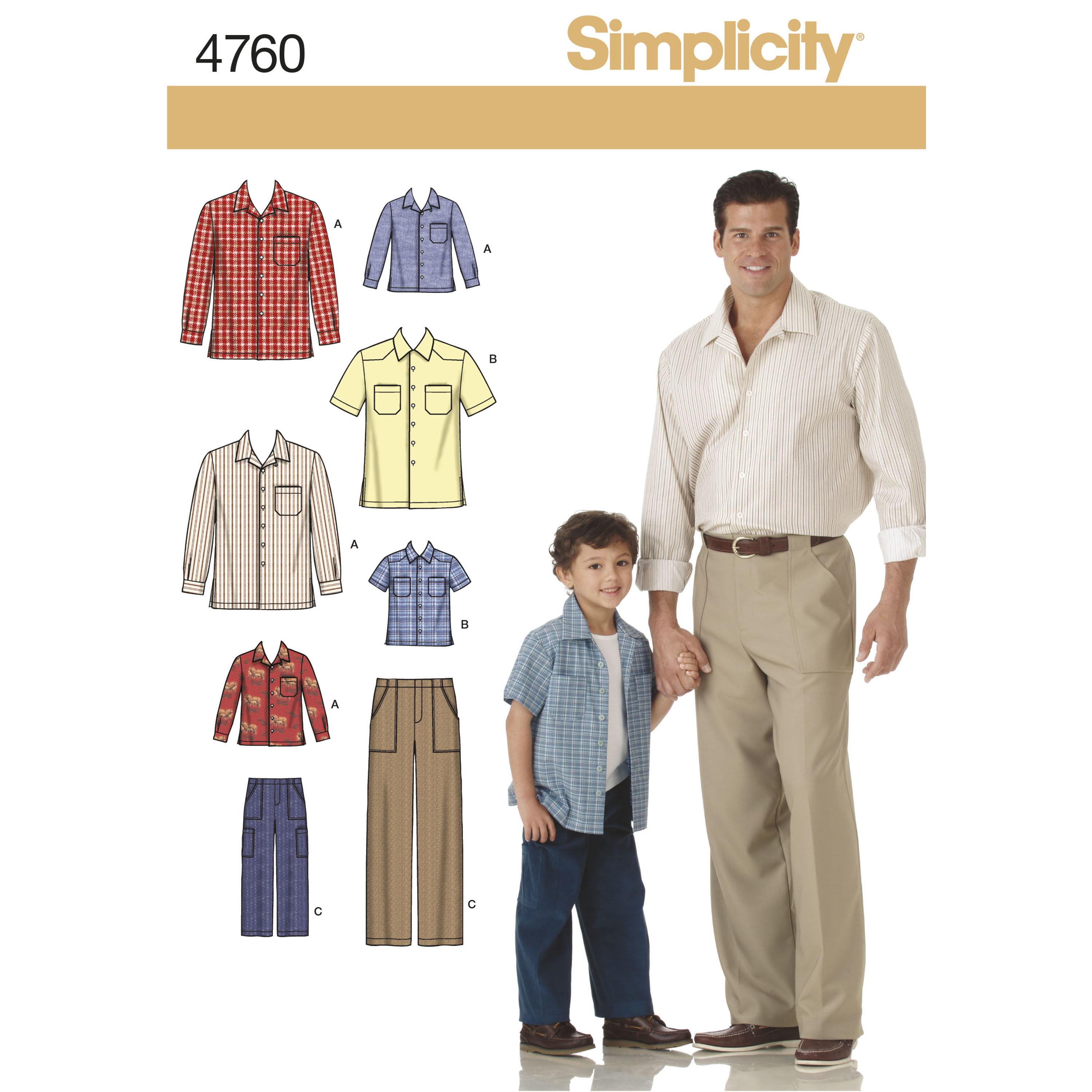 Simplicity S4760 Boys and Men Shirts and Trousers