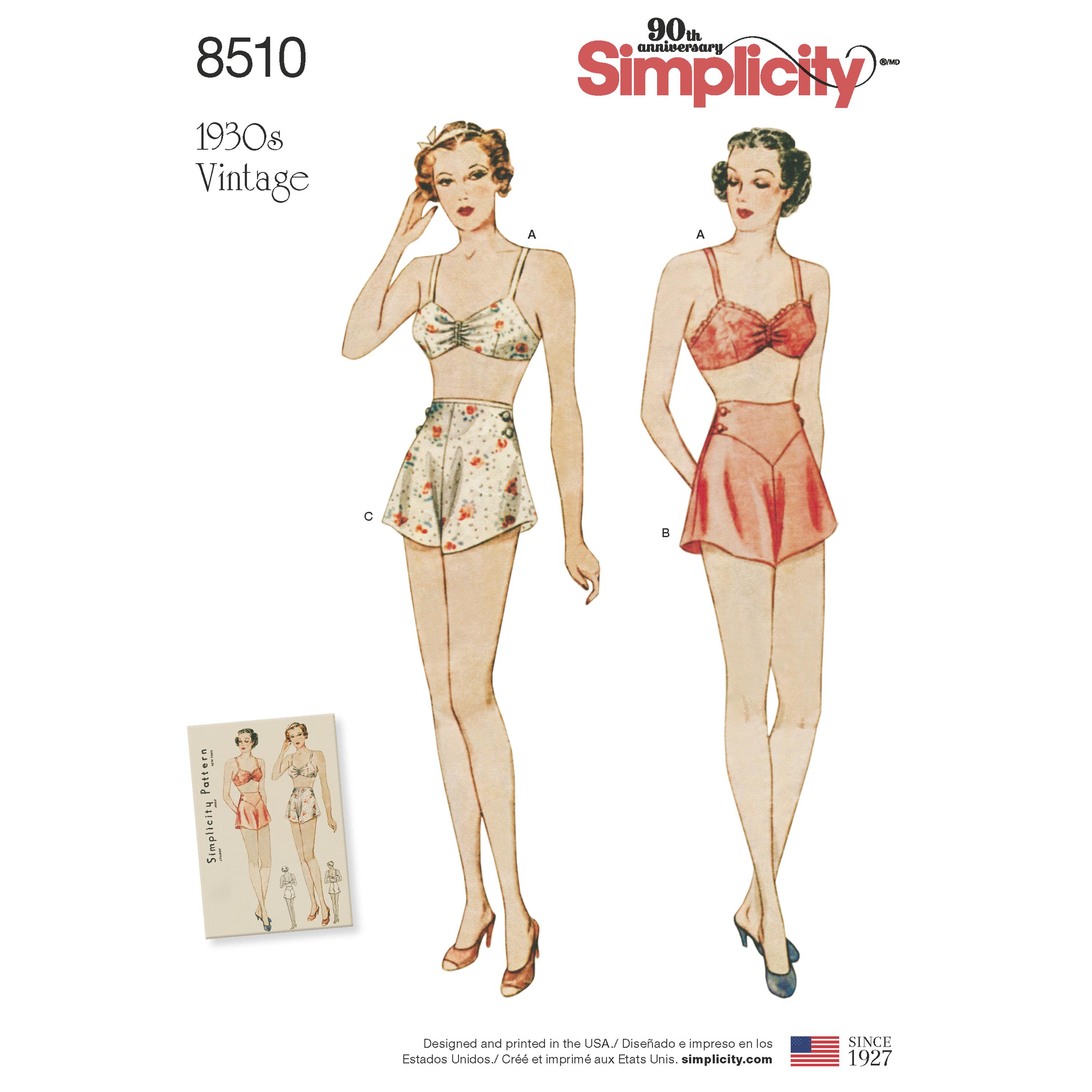 Simplicity S8510 Miss Vintage Brassiere & Panties