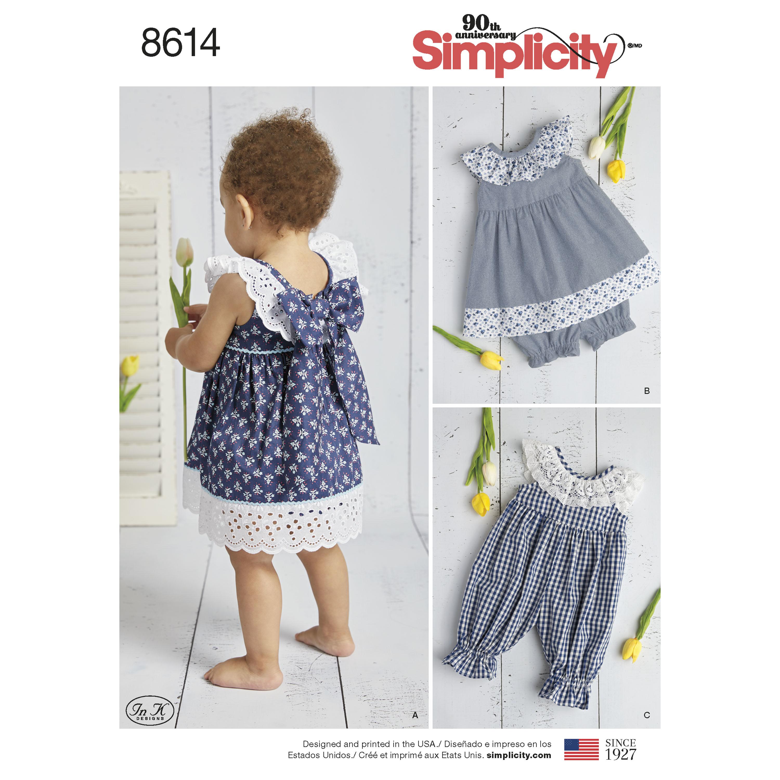 Simplicity S8614 Babies' Dress, Romper and Panties