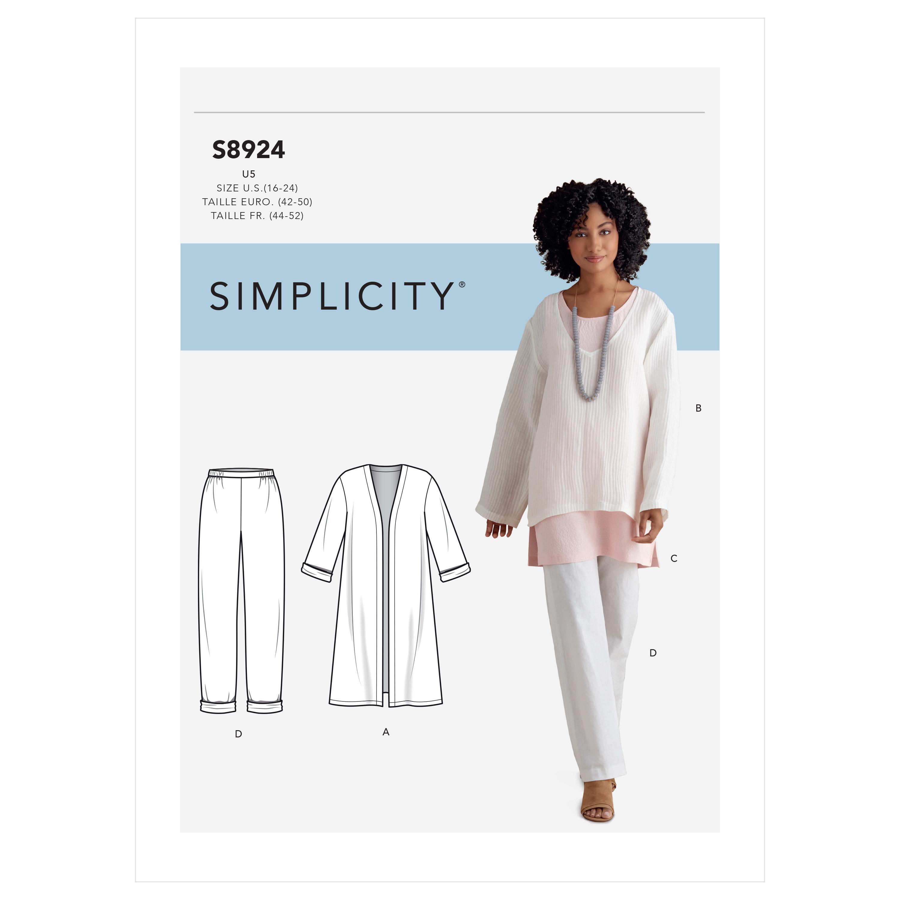 Simplicity S8924 Misses' Jacket, Top, Tunic, and Pull-On Pants