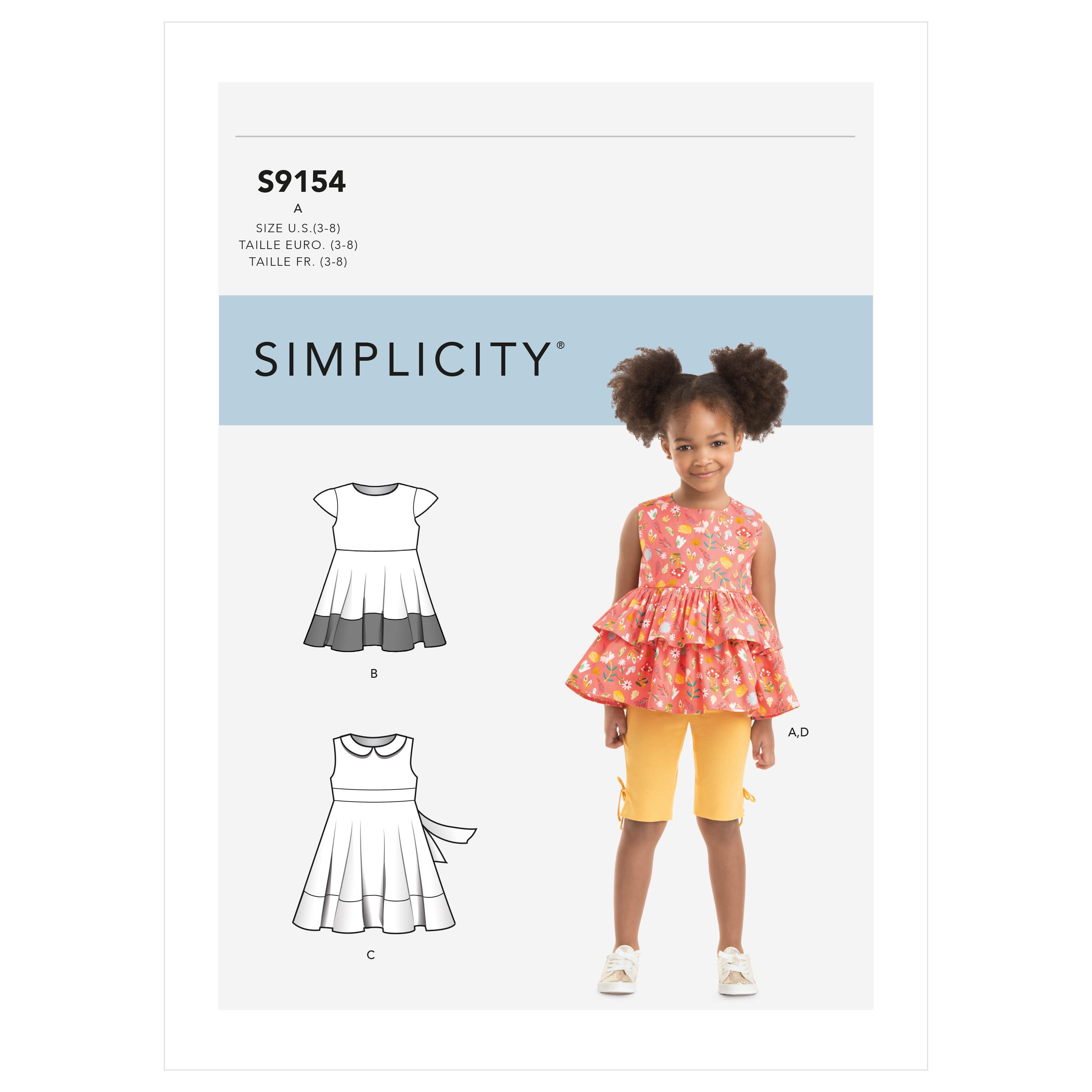 Simplicity S9154 Children's Dress, Top, Tunic & Leggings
