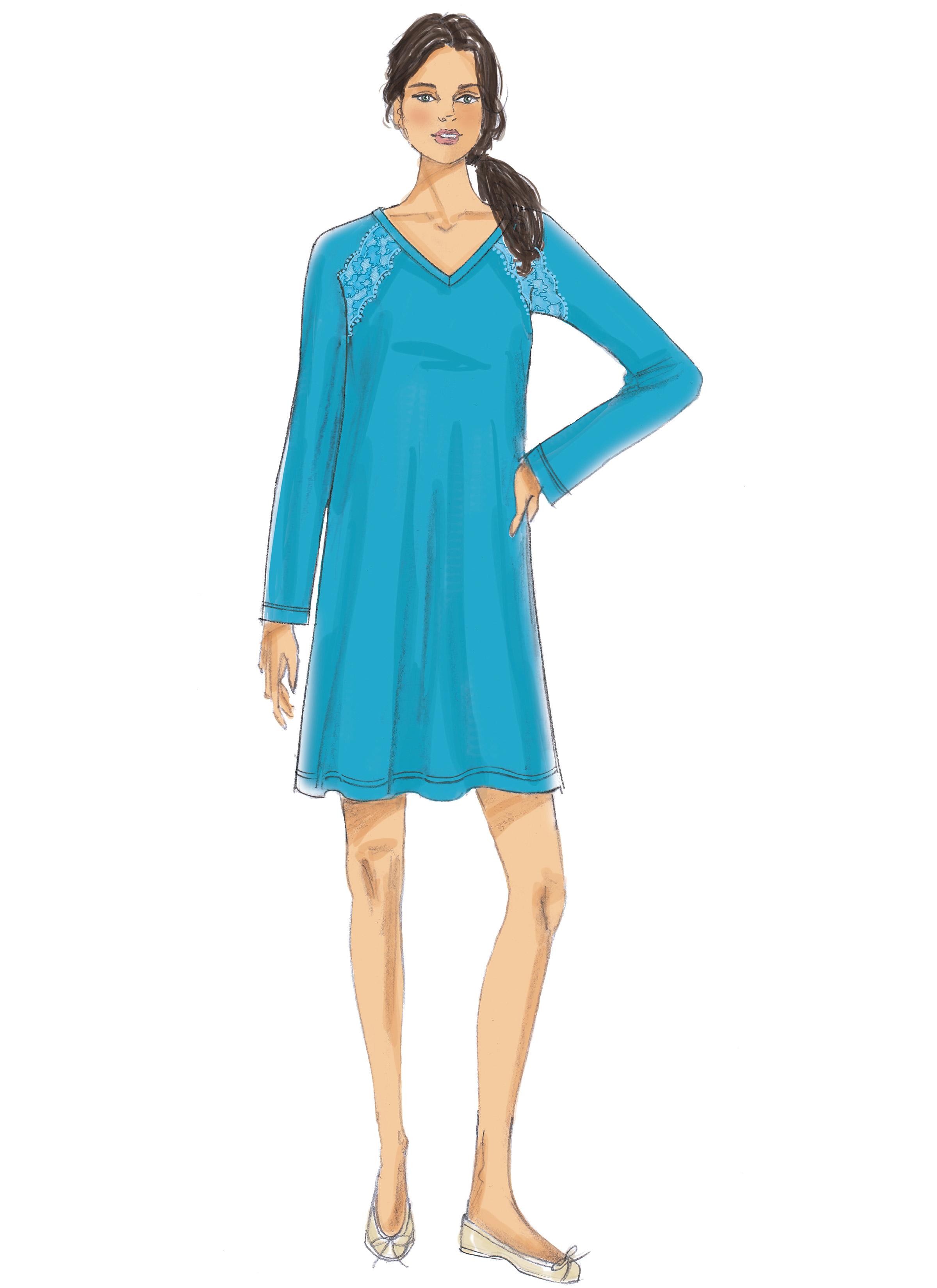 Butterick B6428 Misses' Robe, Raglan Sleeve Tops and Gown, and Pull-On Pants