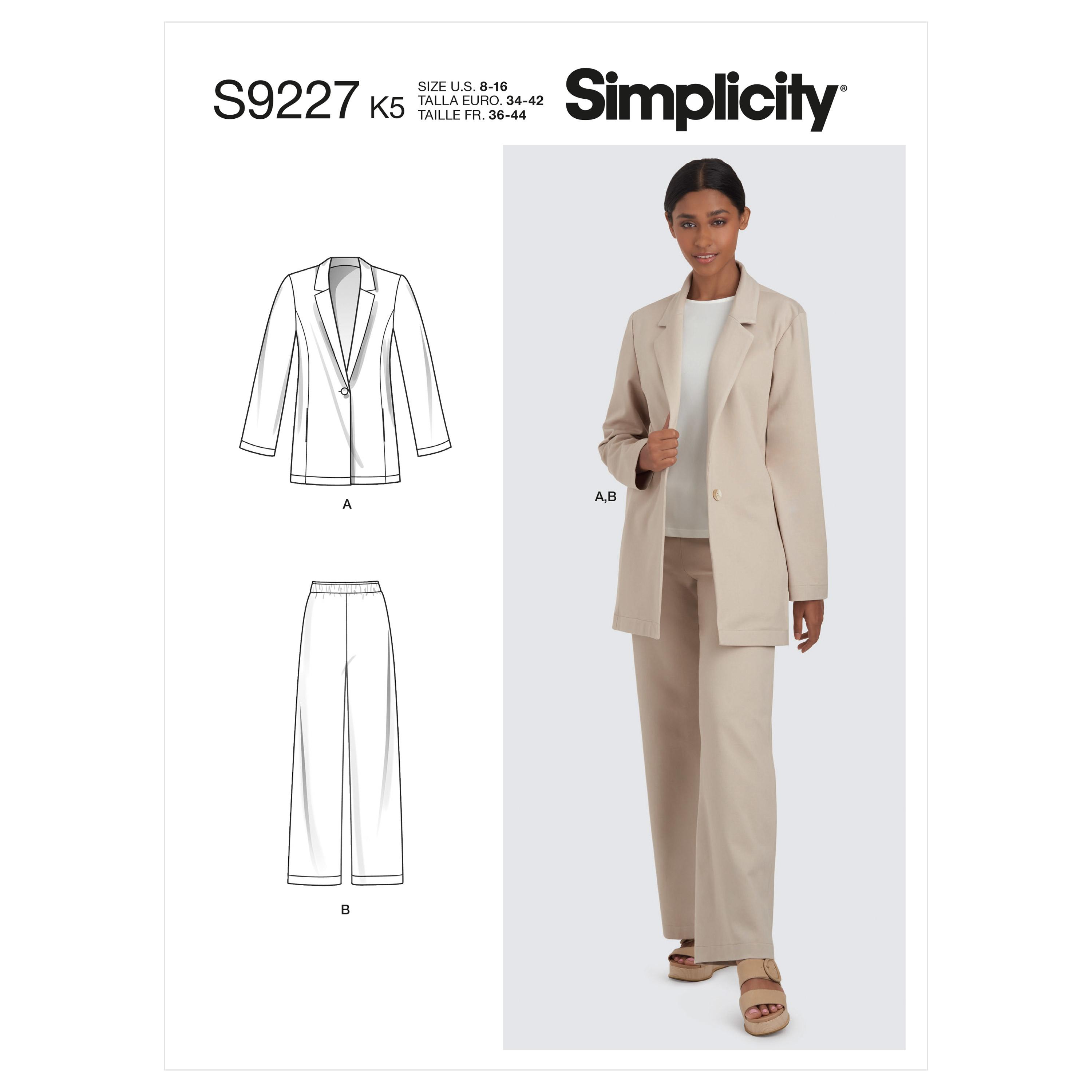 Simplicity Sewing Pattern S9227 Misses' Jacket & Pants