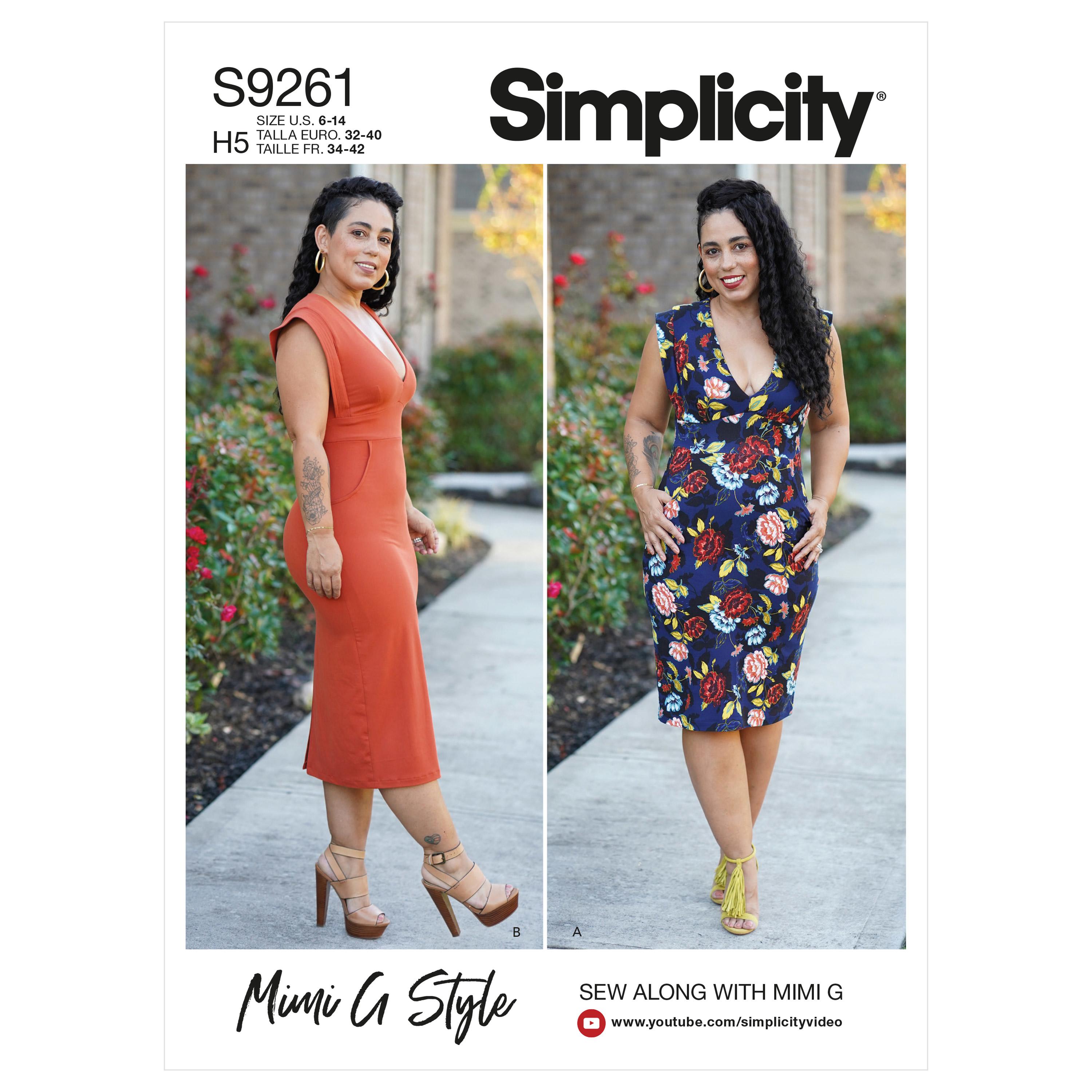 Simplicity Sewing Pattern S9261 Misses' Knits Only Dress In Two Lengths