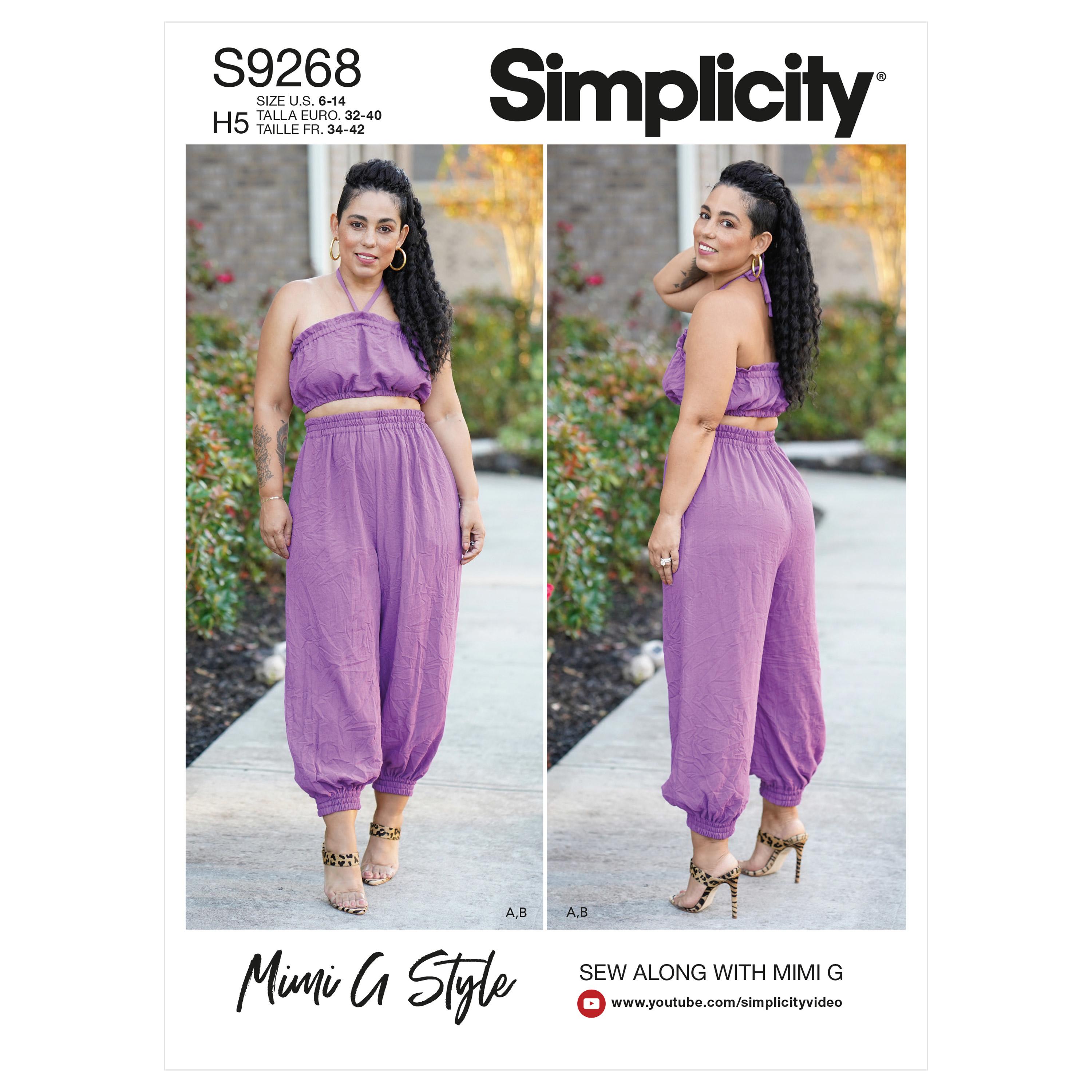 Simplicity Sewing Pattern S9268 Misses' Bra Top & Gathered Pants
