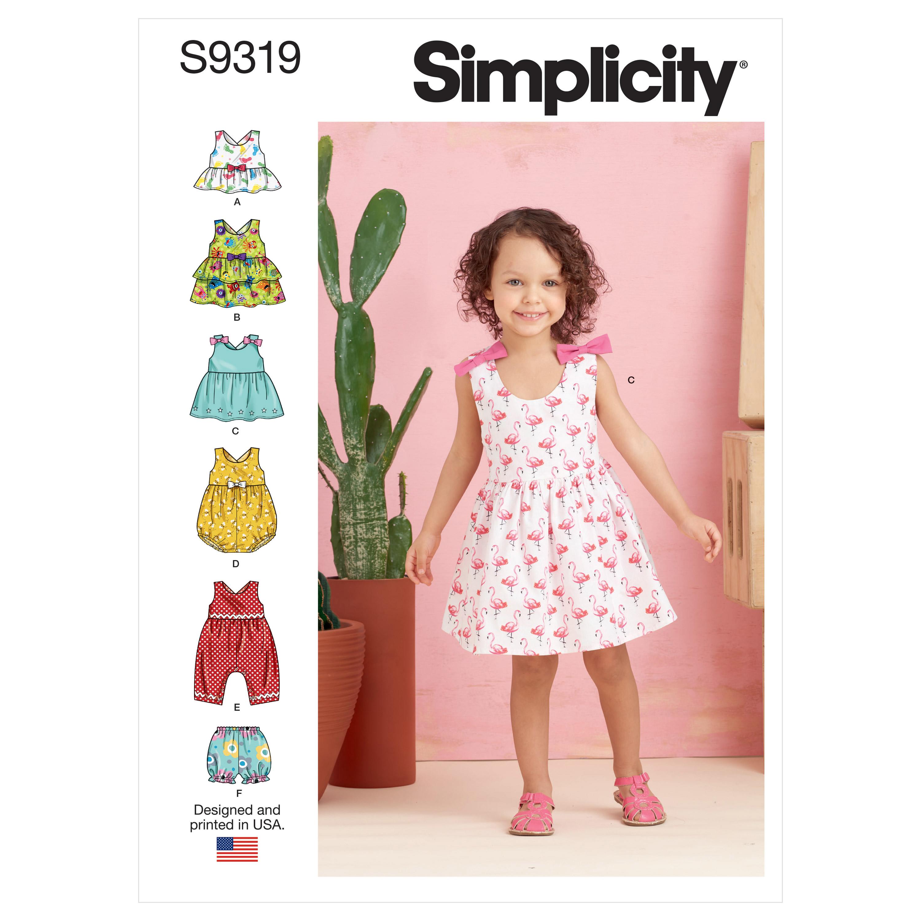 Simplicity Sewing Pattern S9319 Toddlers' Criss-Cross Top, Dresses, Rompers and Panties