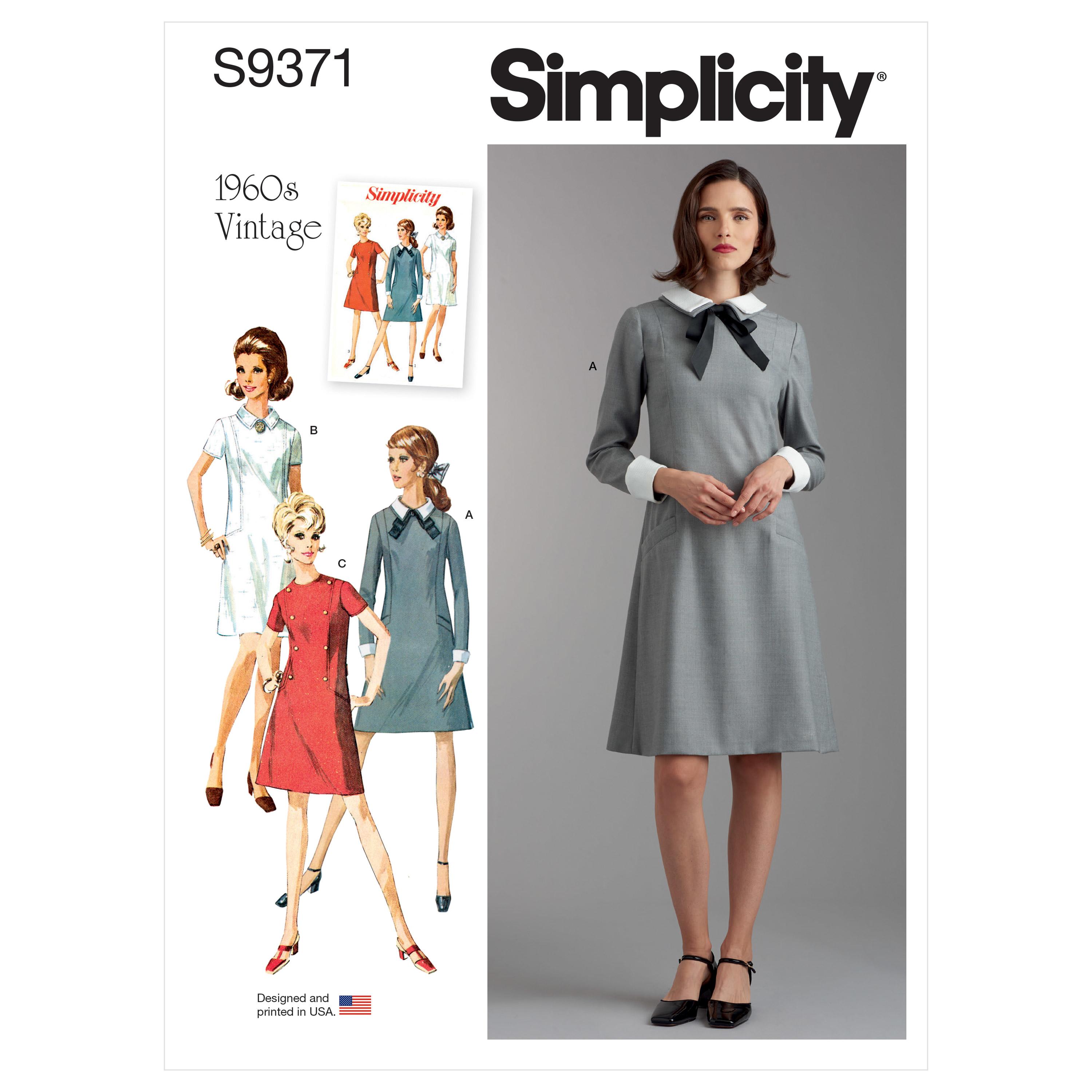 Simplicity Sewing Pattern S9371 Misses' and Women's Dress with Collar, Cuff and Sleeve Variations