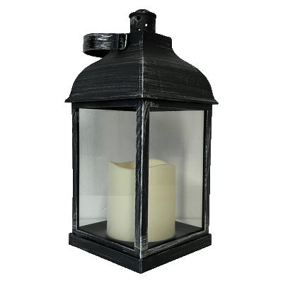 Lanterns Wholesale - Black Silver Brush (Clear)