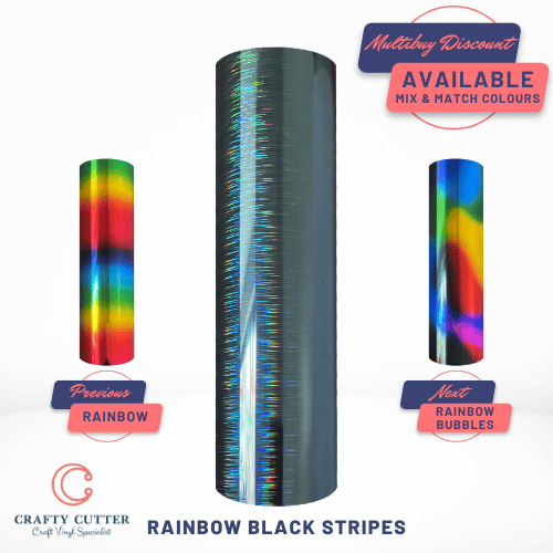 Foil Effect HTV A4 - Rainbow Black Stripes