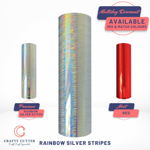Foil Effect HTV Mini Rolls - Rainbow Silver Stripes