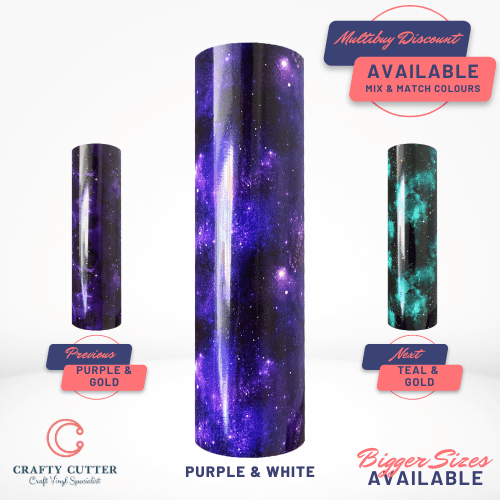 Printed Patterned HTV - Galaxy - Purple and White