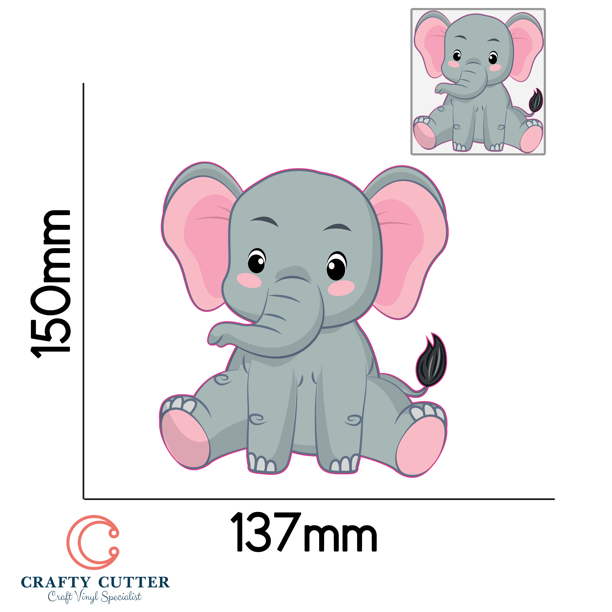 PreCut Stickers Animal elephant x1