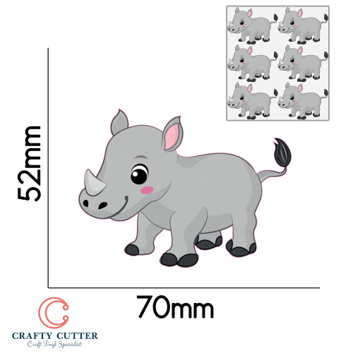 PreCut Stickers Animal rhino x6