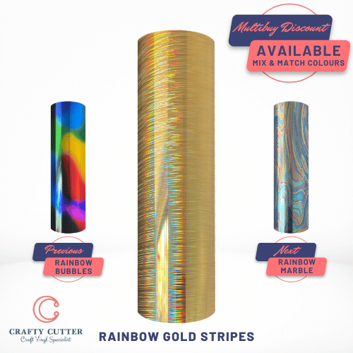 Foil Effect HTV A4 - Rainbow Gold Stripes