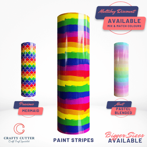 Printed Pattern Self Adhesive - Rainbow Paint Stripes