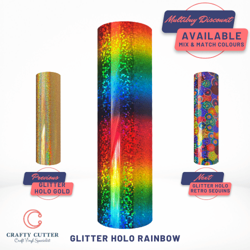 Foil Effect HTV Mini Rolls - Glitter Holo Rainbow