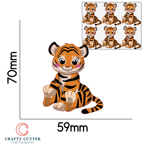 PreCut Stickers Animal tiger x6