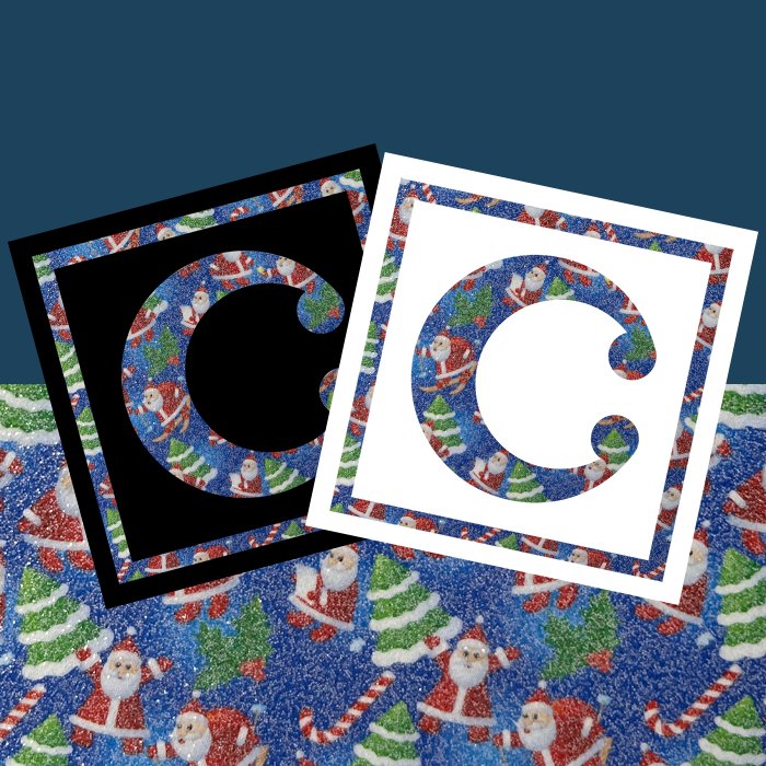 Printed Pattern Glitter Card Santa and Tree