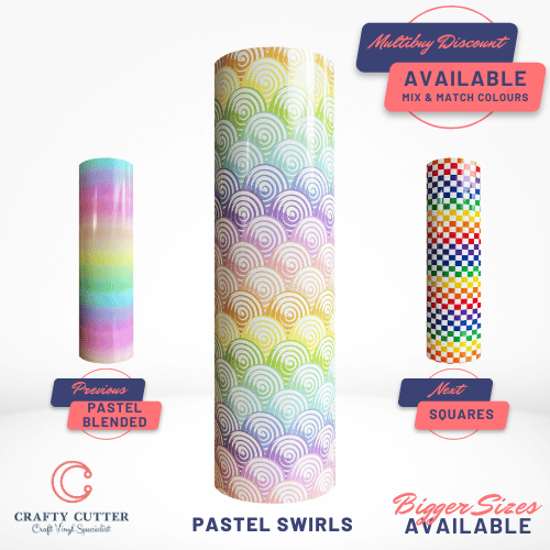 Printed Pattern Self Adhesive - Rainbow Pastel Swirls