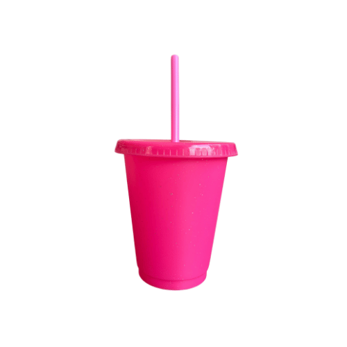 16oz Cold Cup Glitter Colours - Solid Pink