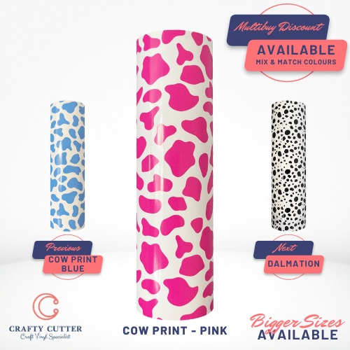 Printed Pattern Self Adhesive Vinyl Animal Cow Print Pink