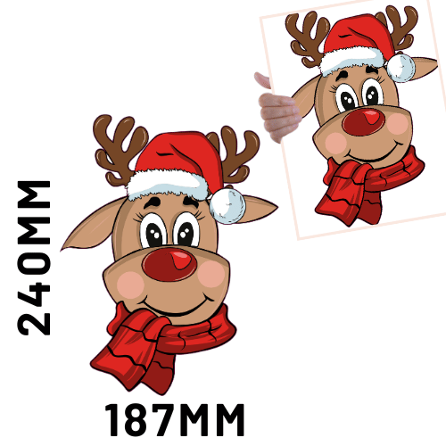 Christmas DTF - Cute Reindeer Red Hat x1