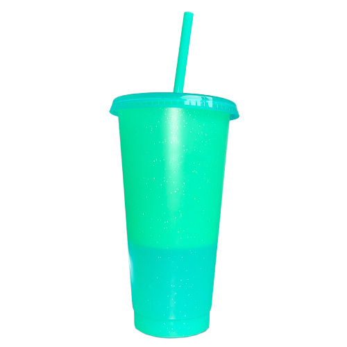 Glitter Colour Changing Cold Cup - Mint - Turquoise