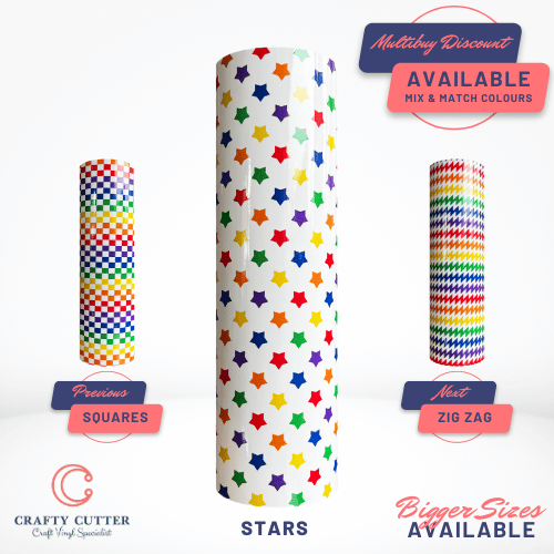 Printed Pattern Self Adhesive - Rainbow Stars
