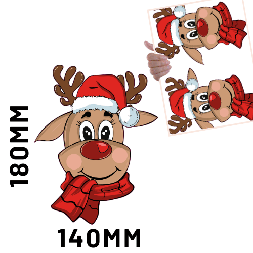 Christmas DTF - Cute Reindeer Red Hat x2